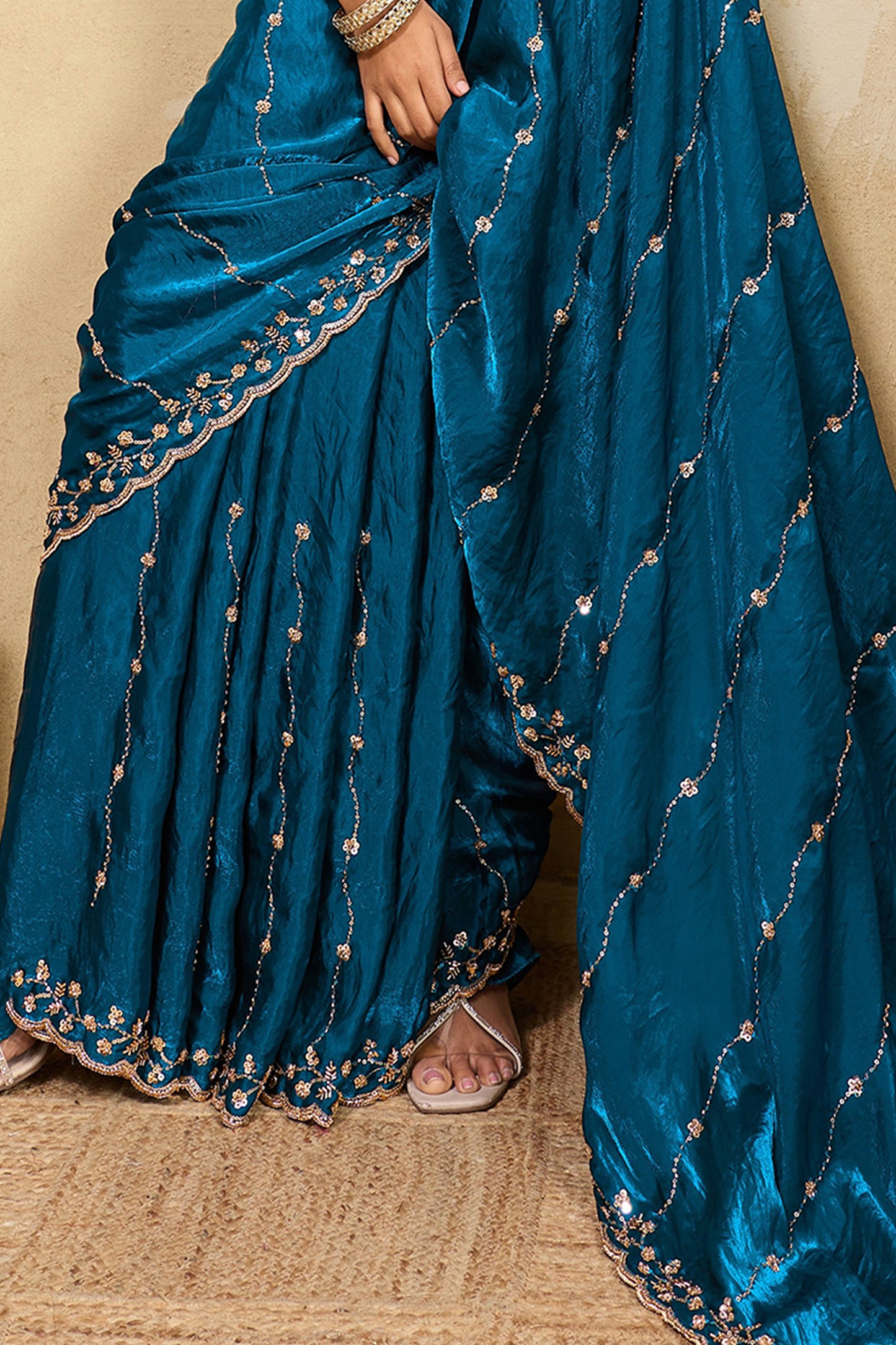 Blue Embroidered Metallic Satin Saree-SAR12532_5_SareeButa.com