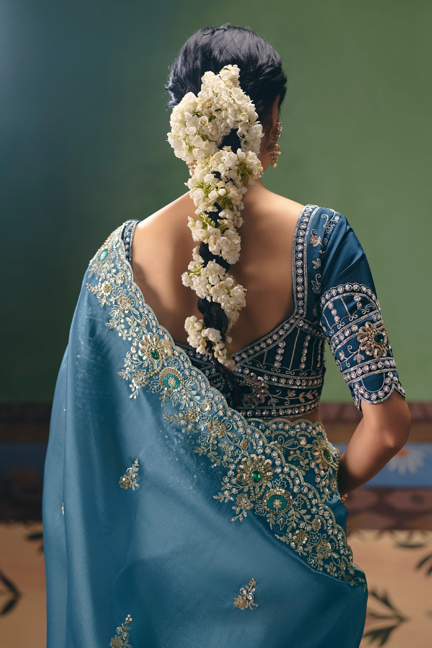 Blue Embroidered Organza Silk Saree-SAR12258_4_SareeButa.com