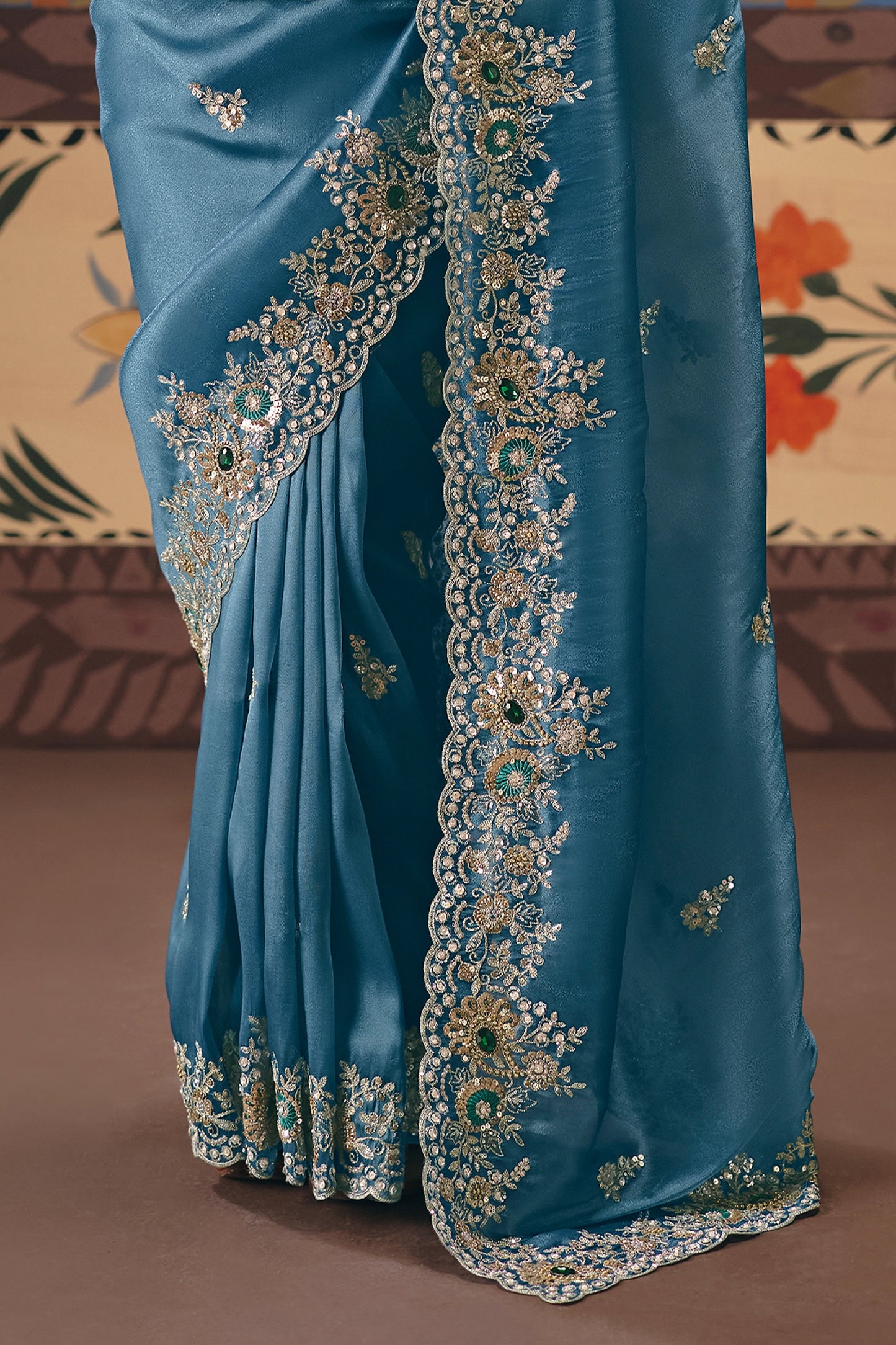 Blue Embroidered Organza Silk Saree-SAR12258_5_SareeButa.com