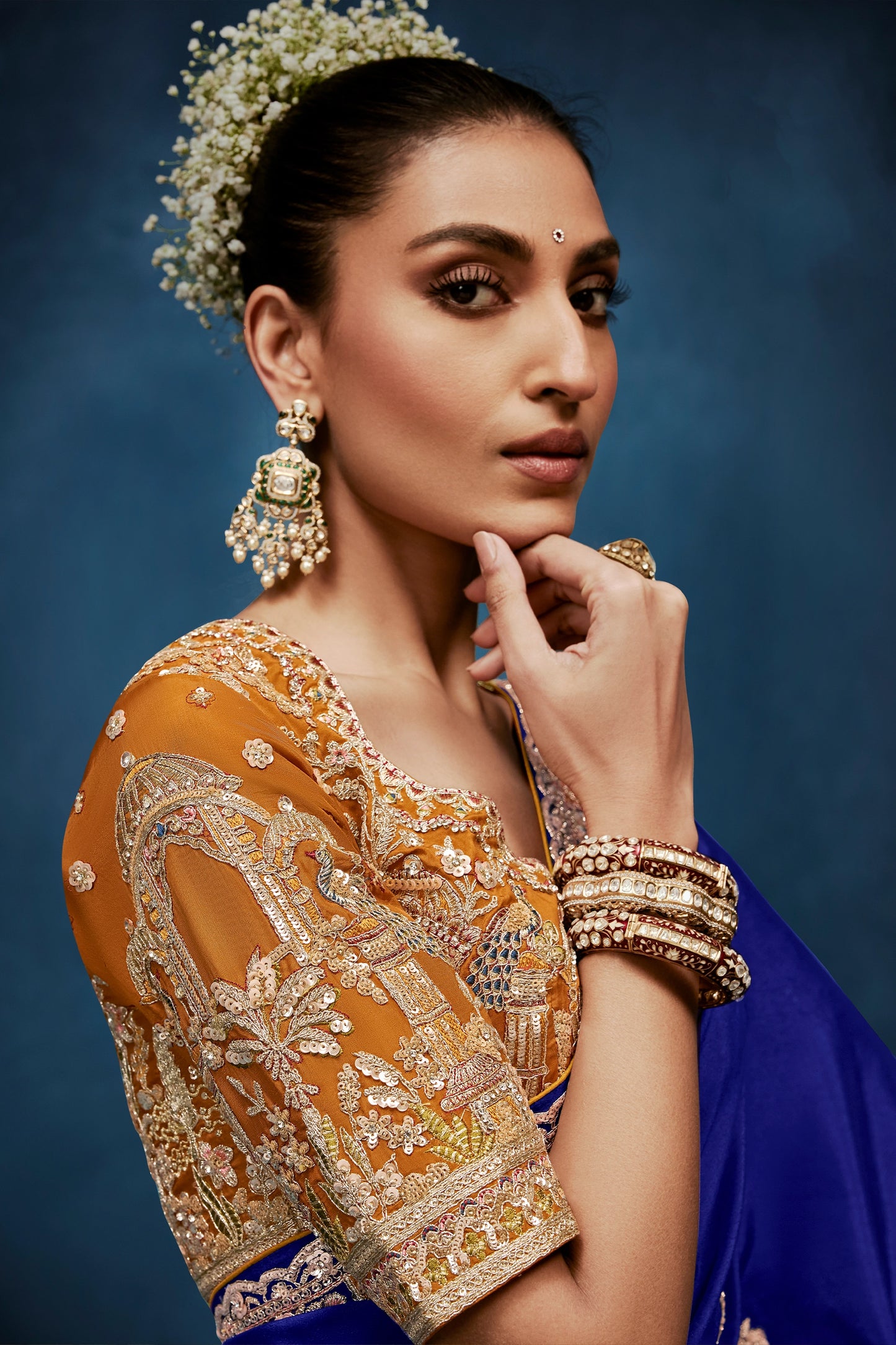 Blue Embroidered Organza Silk Saree-SAR12597_2_SareeButa.com