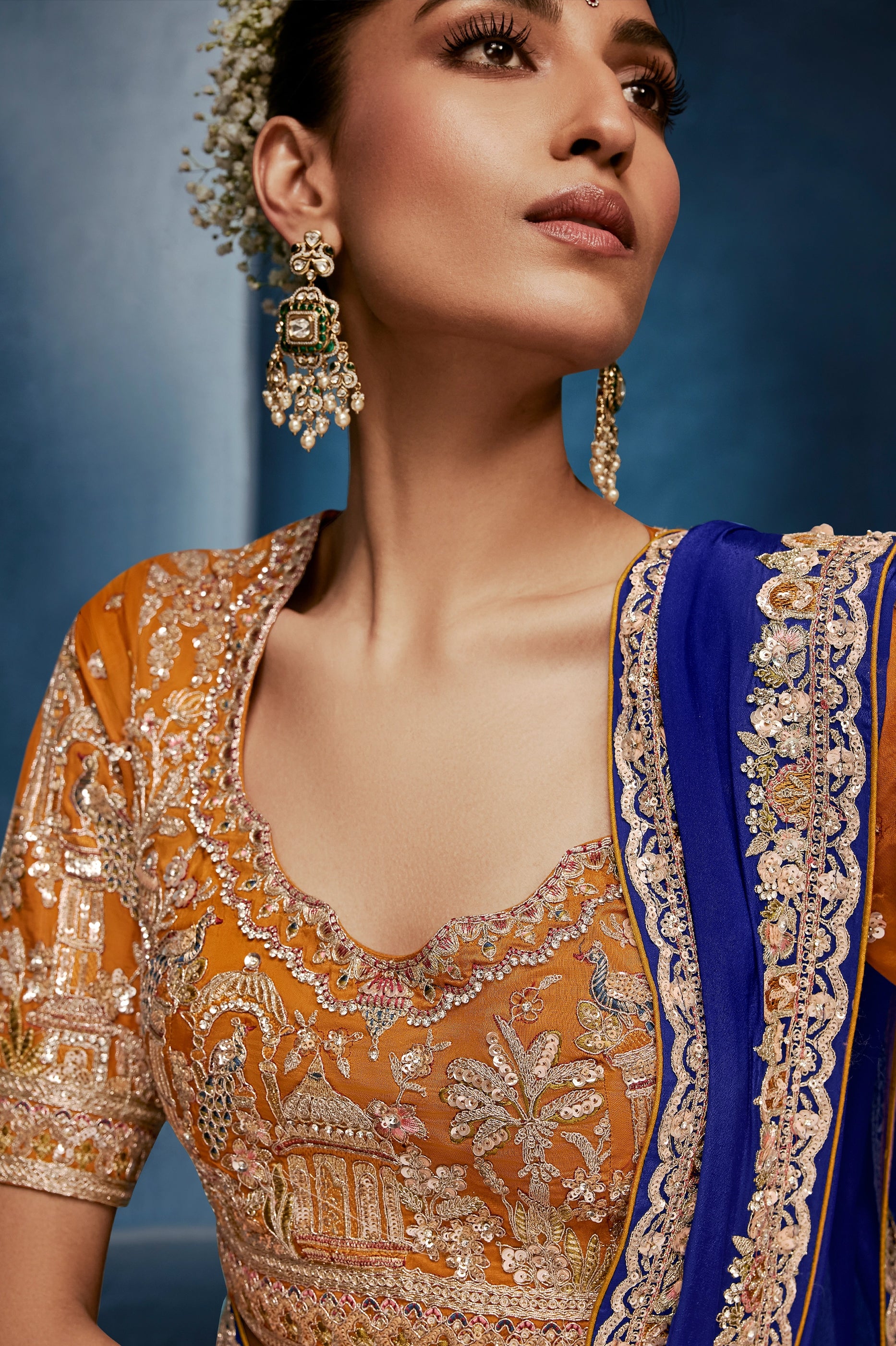 Blue Embroidered Organza Silk Saree-SAR12597_3_SareeButa.com