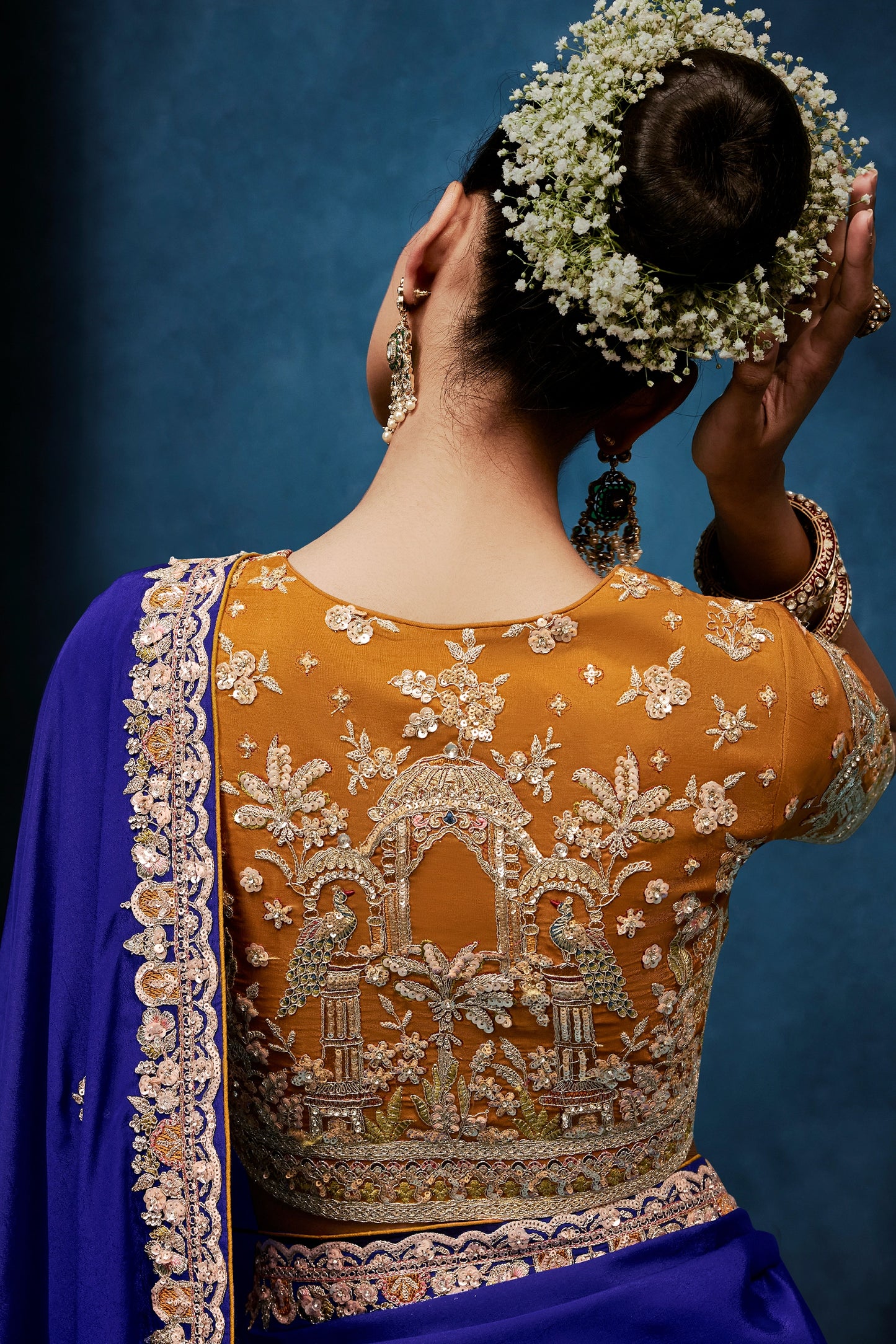 Blue Embroidered Organza Silk Saree-SAR12597_4_SareeButa.com