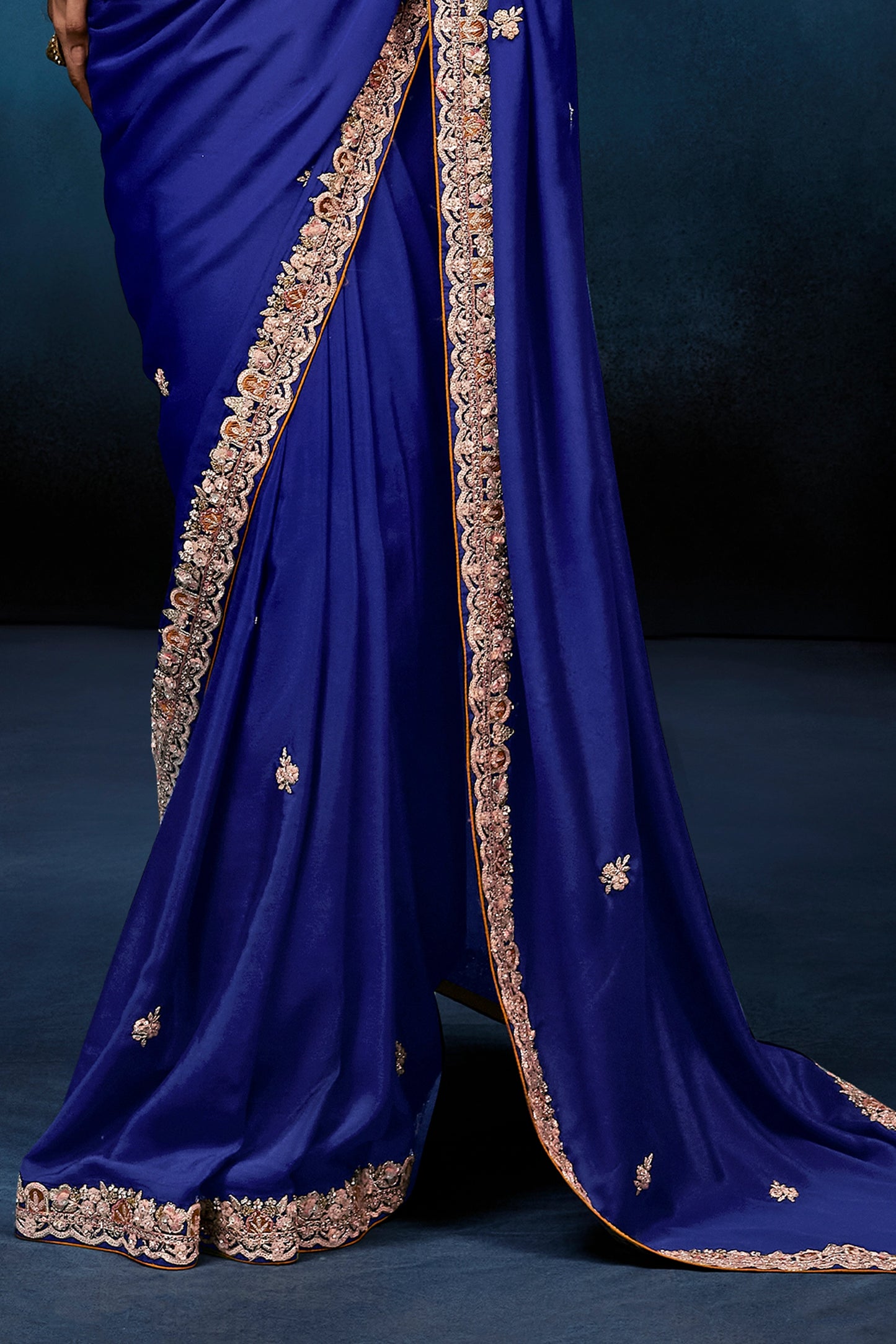 Blue Embroidered Organza Silk Saree-SAR12597_5_SareeButa.com