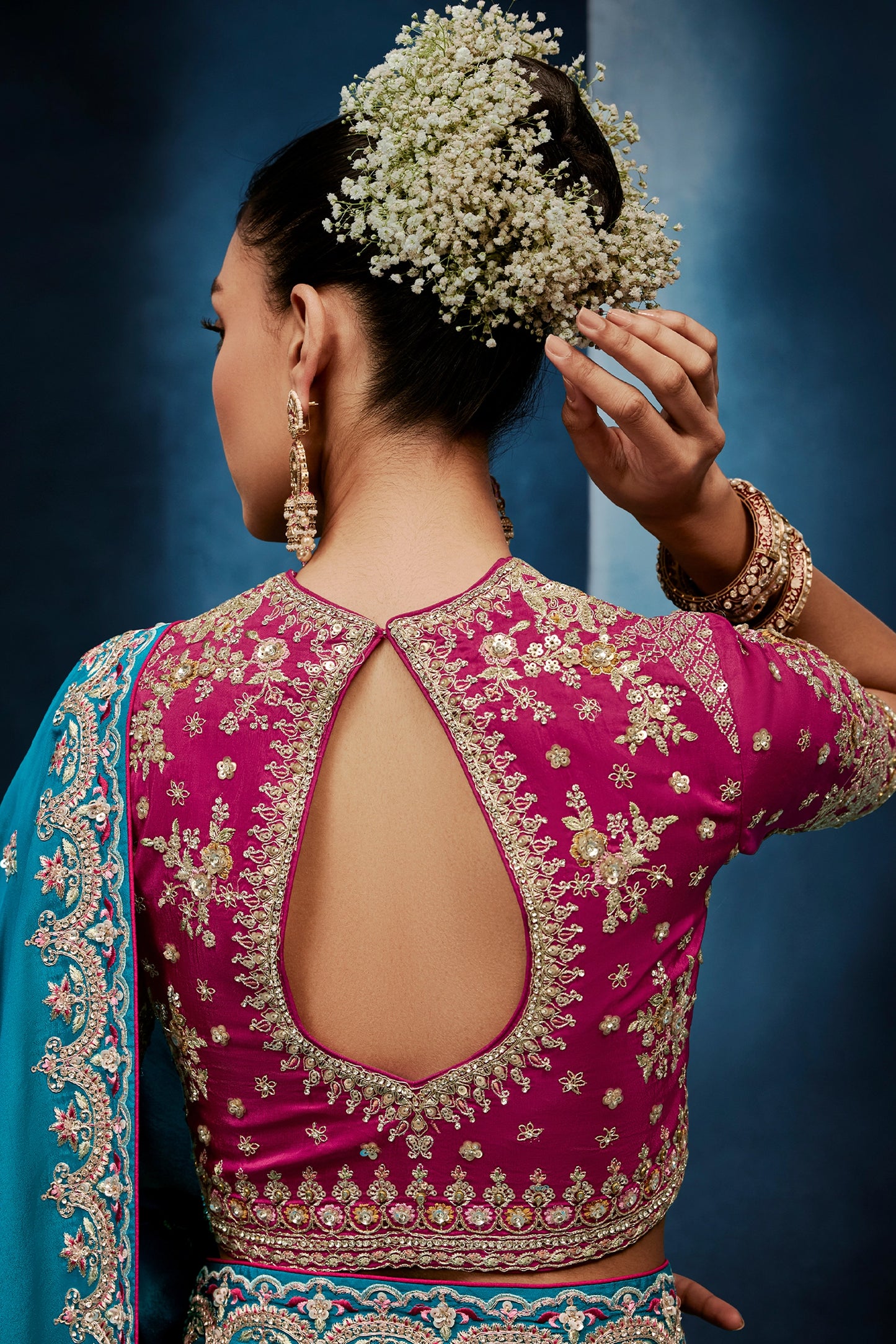 Blue Embroidered Organza Silk Saree-SAR12601_4_SareeButa.com