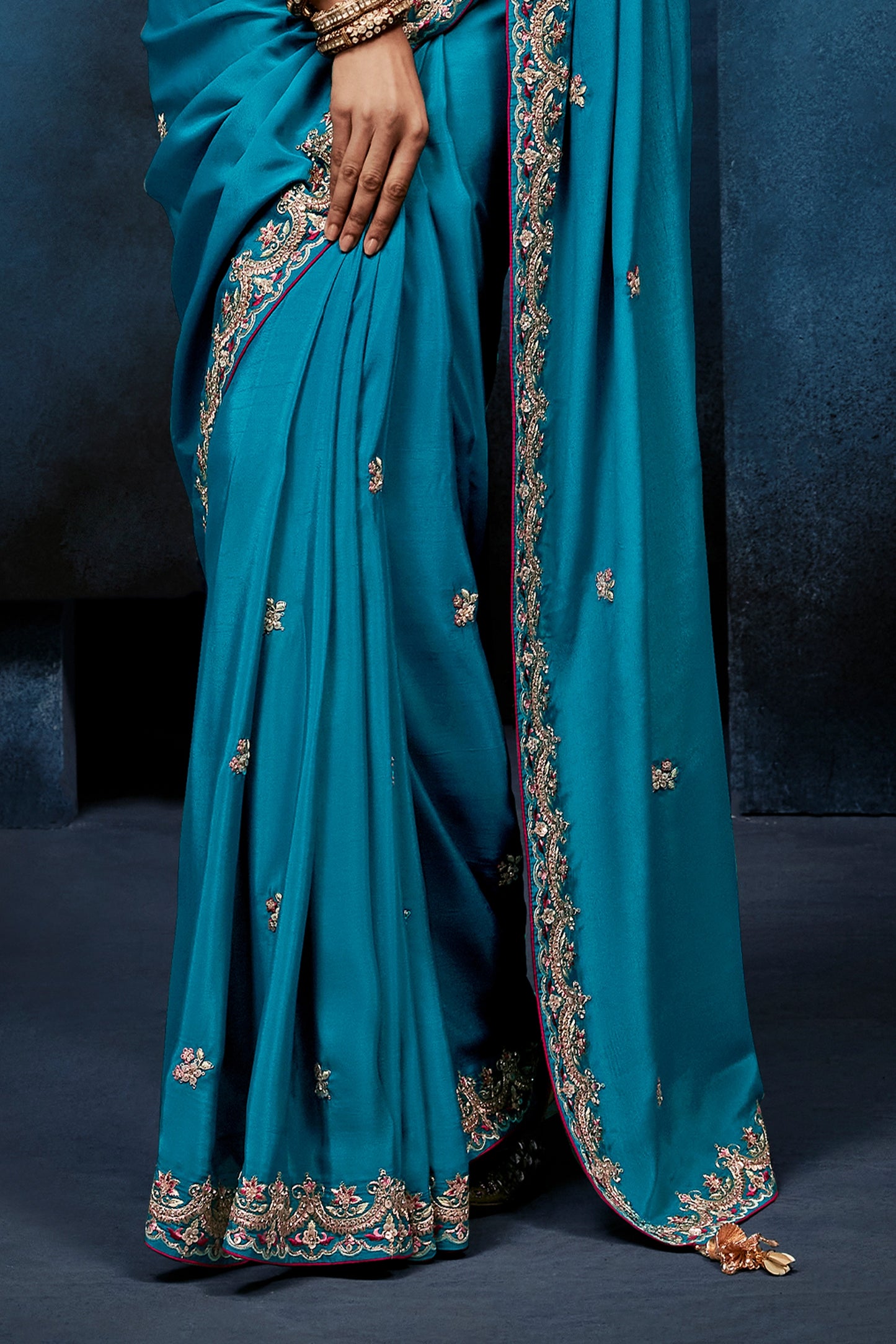 Blue Embroidered Organza Silk Saree-SAR12601_5_SareeButa.com