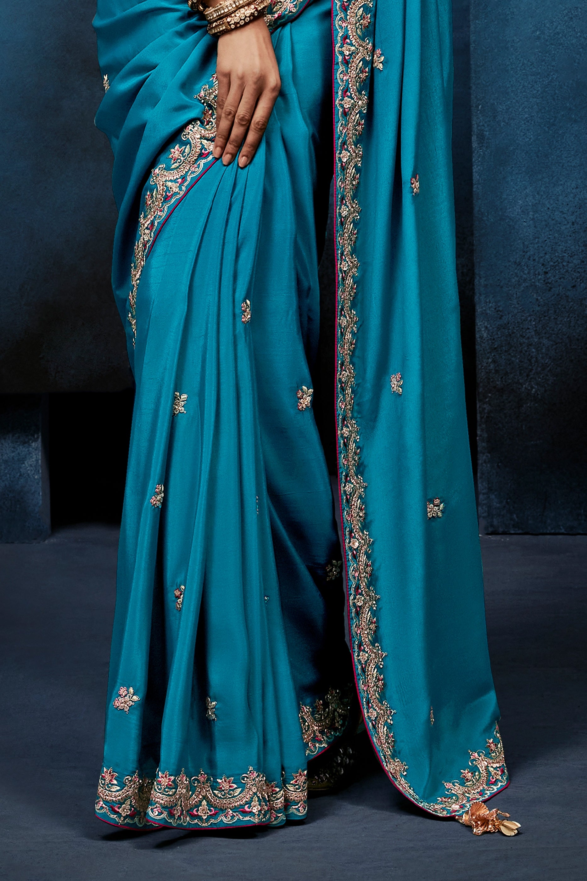 Blue Embroidered Organza Silk Saree-SAR12601_5_SareeButa.com