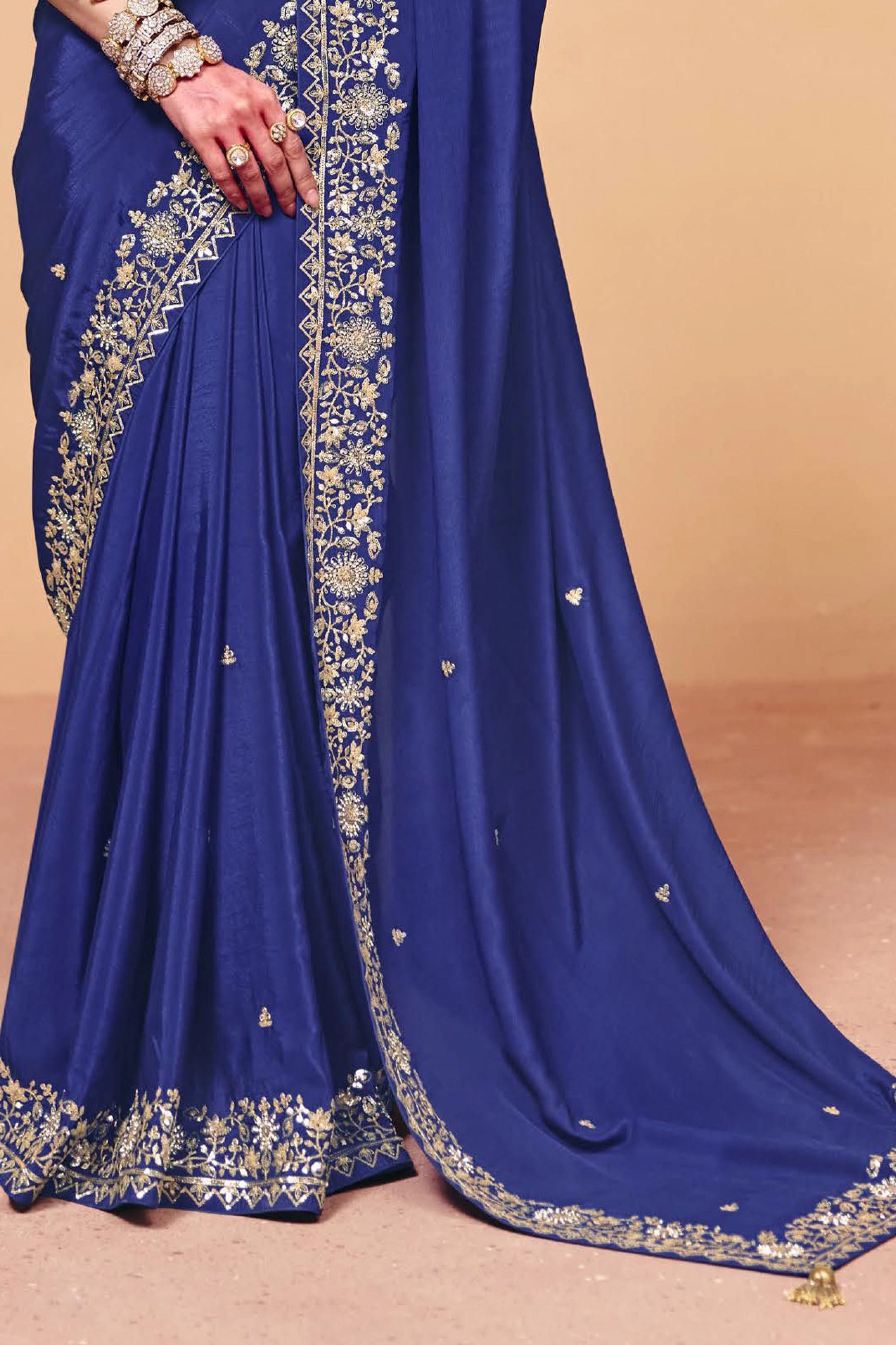 Blue Embroidered Satin Saree-SAR12265_5_SareeButa.com