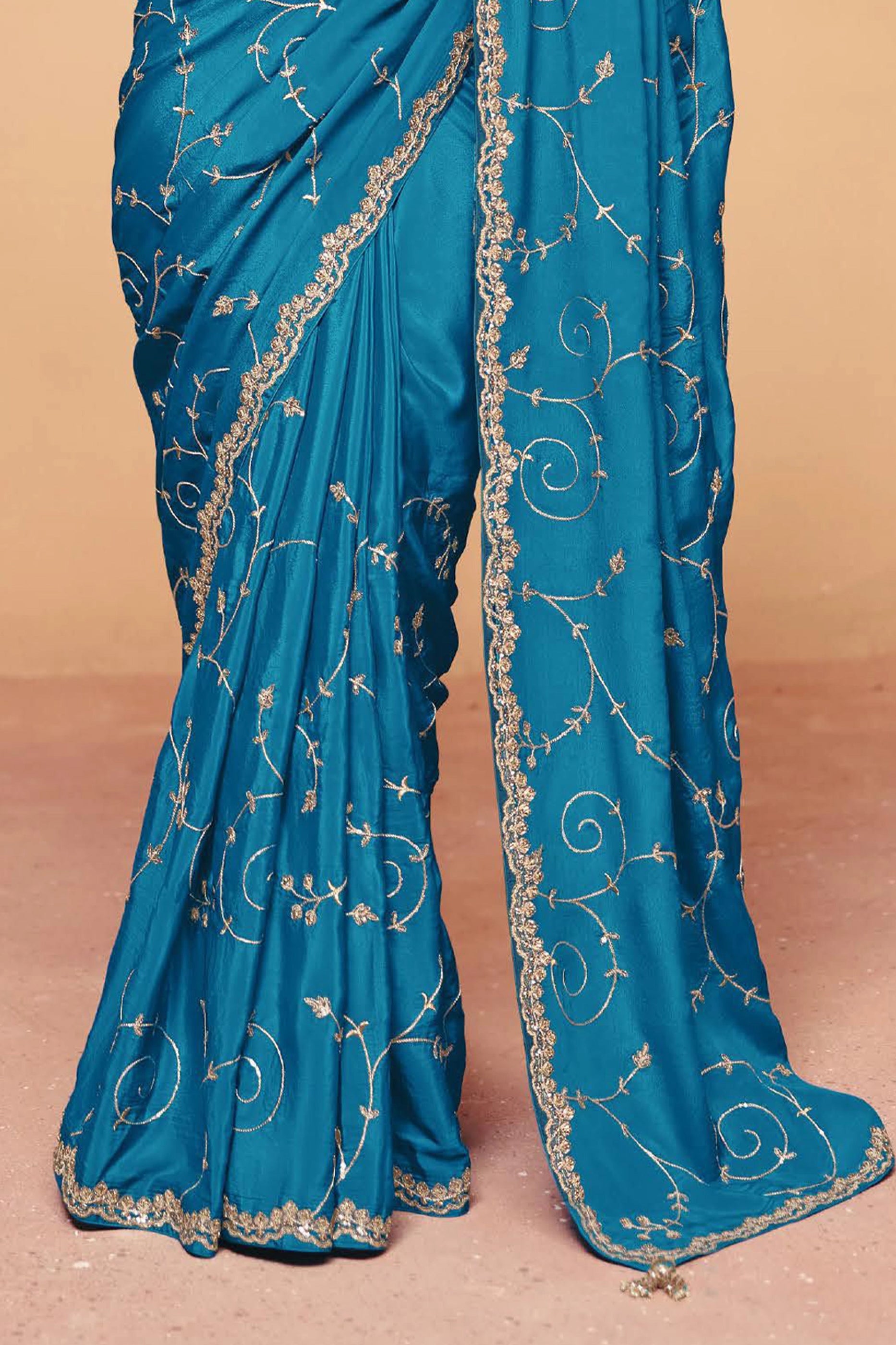 Blue Embroidered Satin Silk Saree-SAR12273_5_SareeButa.com