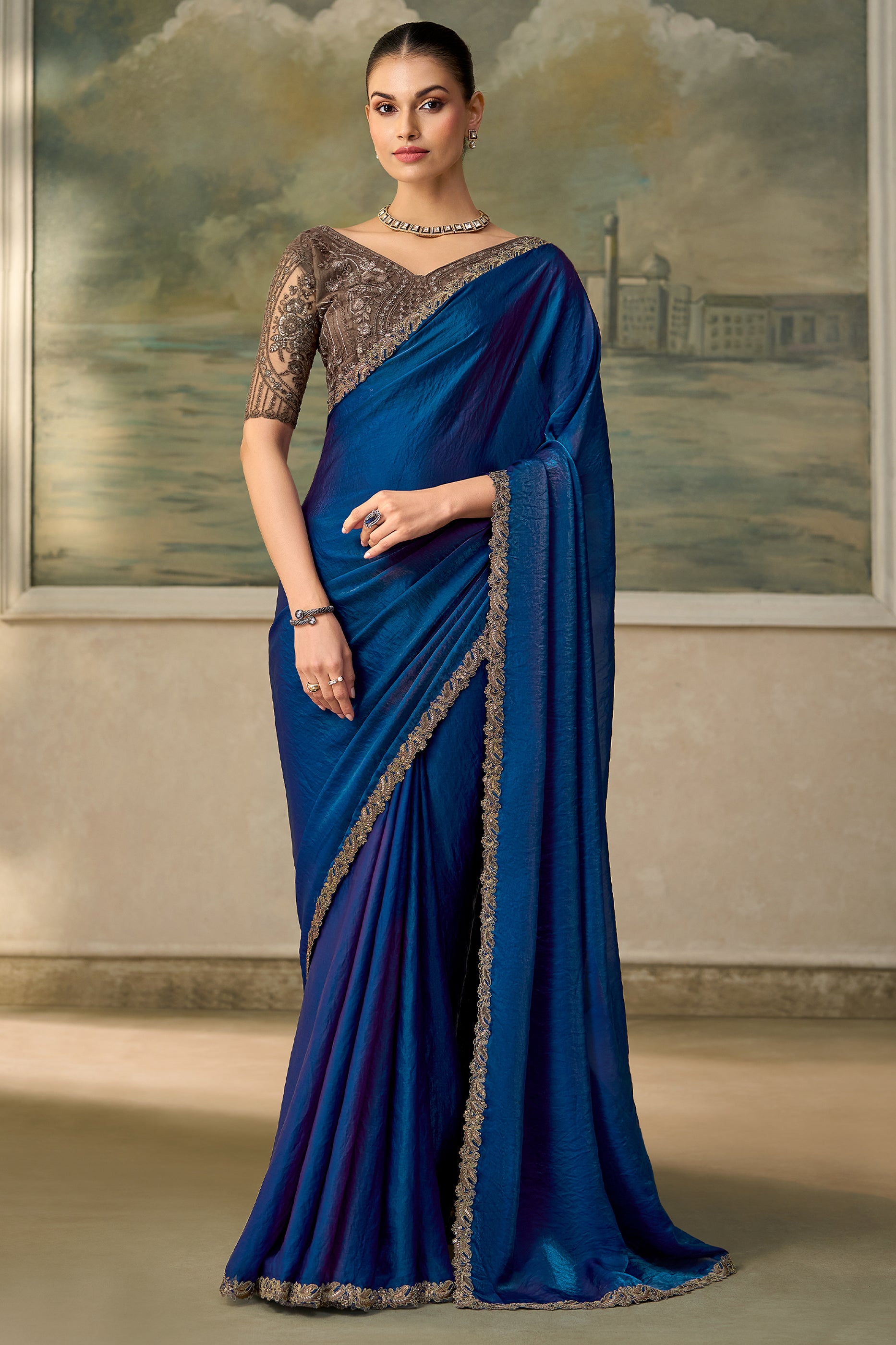 Blue Embroidered Satin Silk Saree-SAR13170_1_SareeButa.com