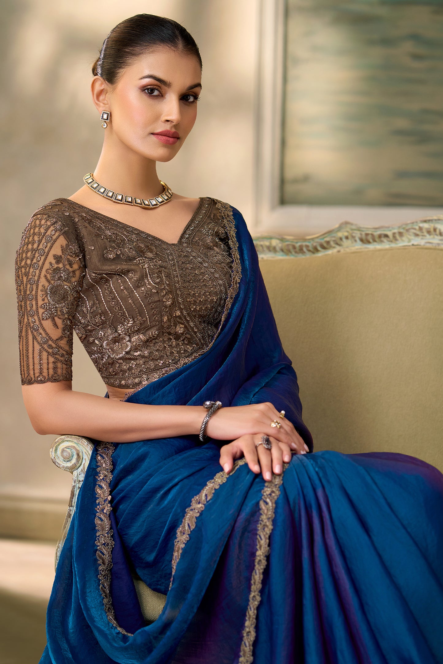 Blue Embroidered Satin Silk Saree-SAR13170_2_SareeButa.com
