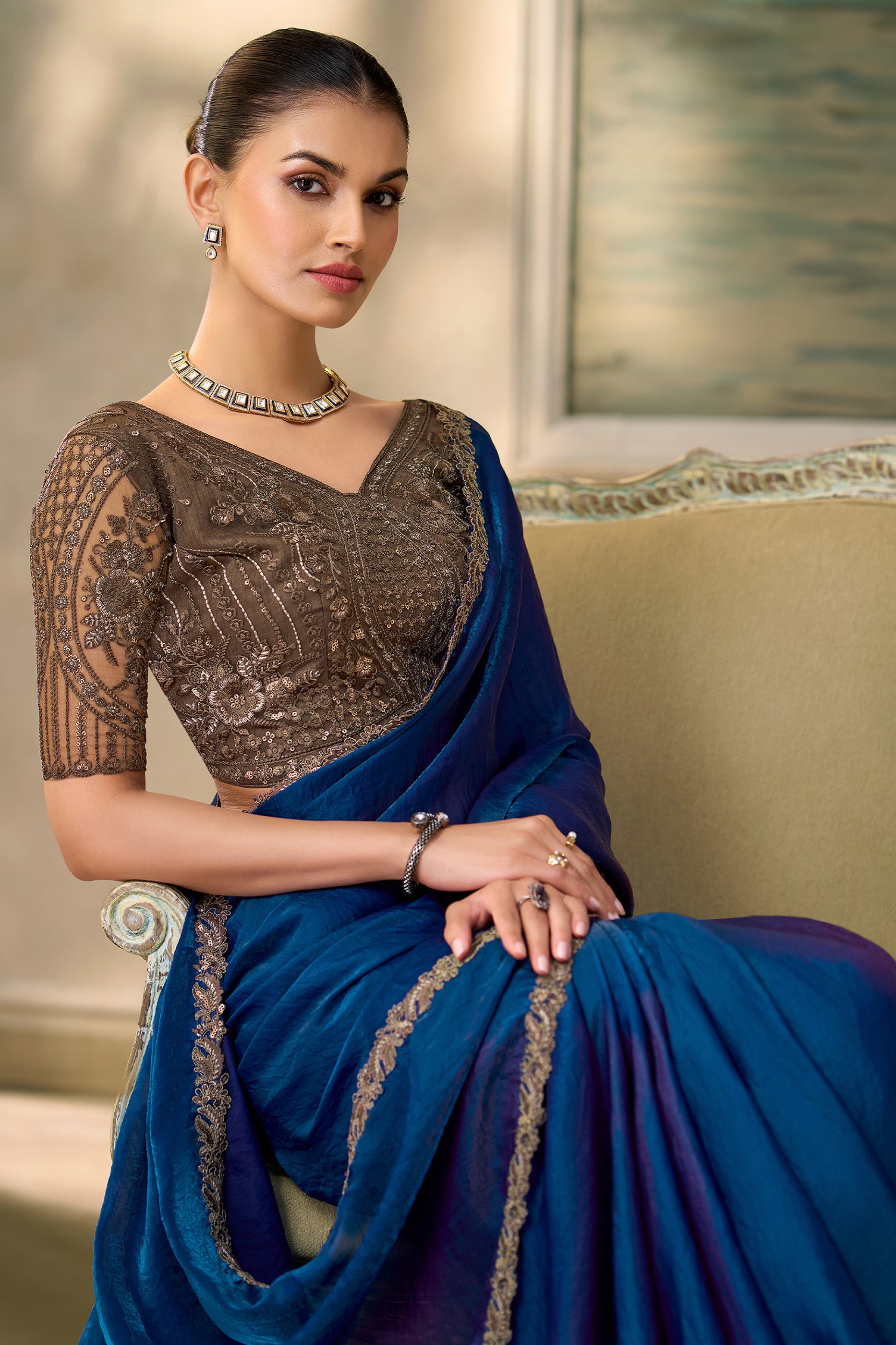 Blue Embroidered Satin Silk Saree-SAR13170_2_SareeButa.com