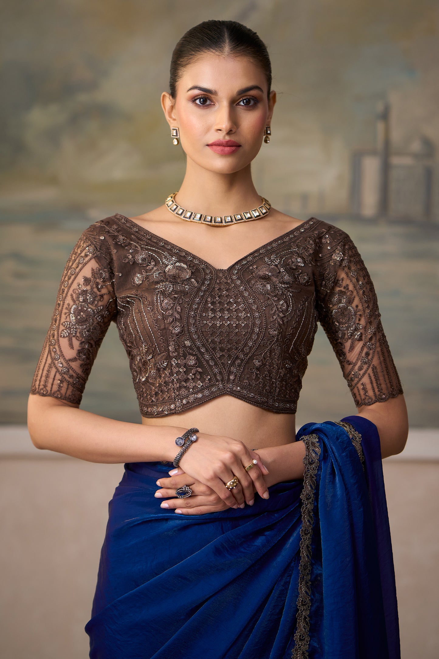 Blue Embroidered Satin Silk Saree-SAR13170_3_SareeButa.com