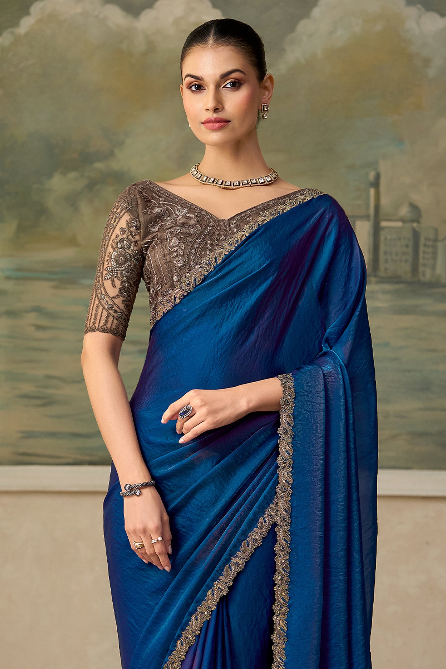 Blue Embroidered Satin Silk Saree-SAR13170_5_SareeButa.com