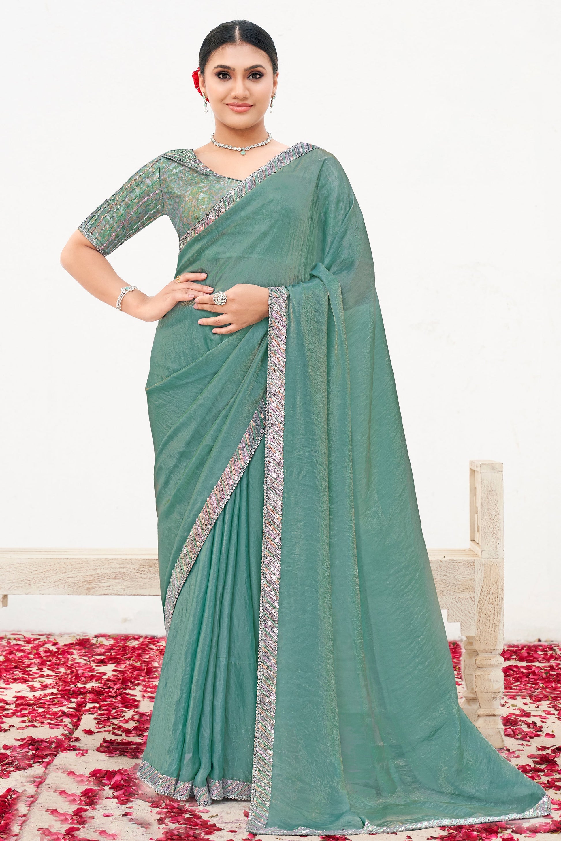 Blue Embroidered Satin Silk Saree-ZB134570_1_SareeButa.com