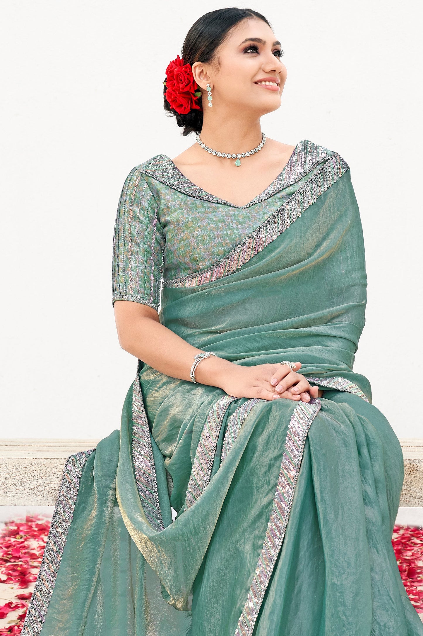 Blue Embroidered Satin Silk Saree-ZB134570_2_SareeButa.com