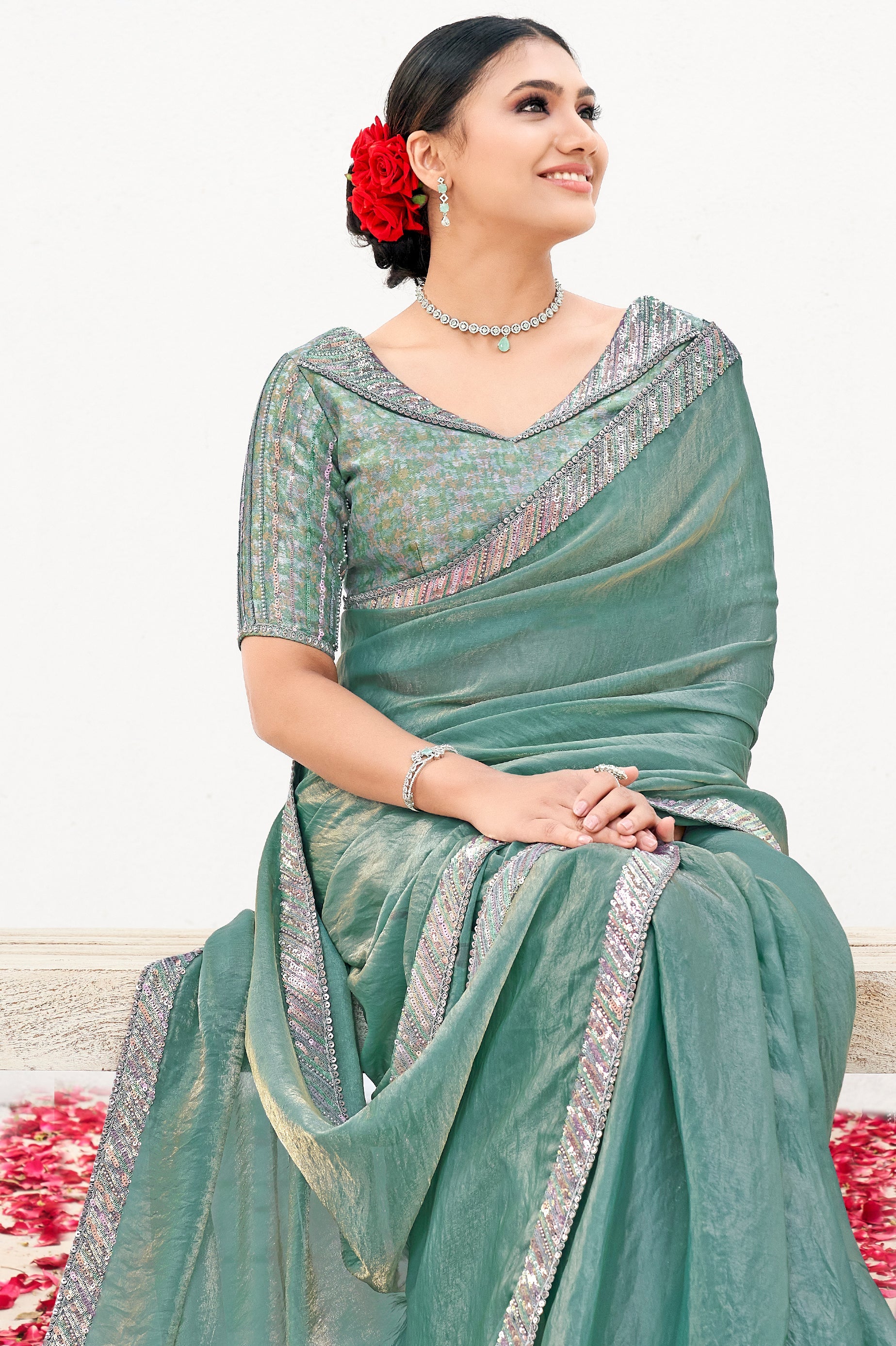 Blue Embroidered Satin Silk Saree-ZB134570_2_SareeButa.com