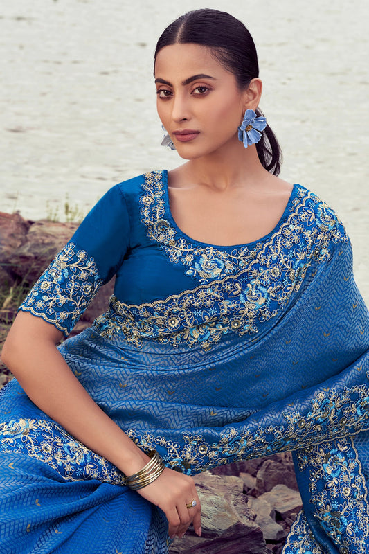 Blue Embroidered Woven Satin Silk Saree-SAR11004_2_SareeButa.com