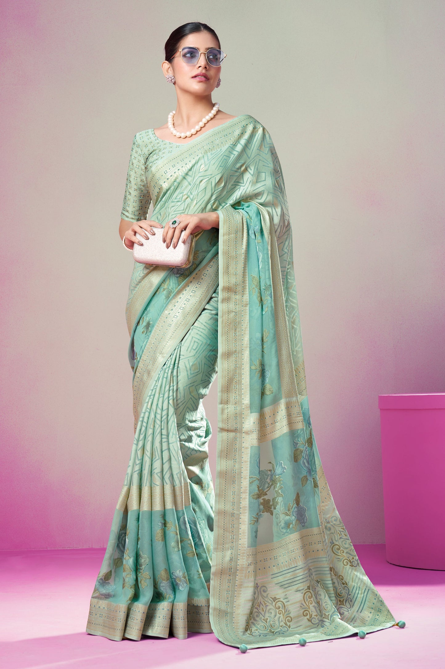 Green Georgette Brasso Saree-ZB134173_1_SareeButa.com