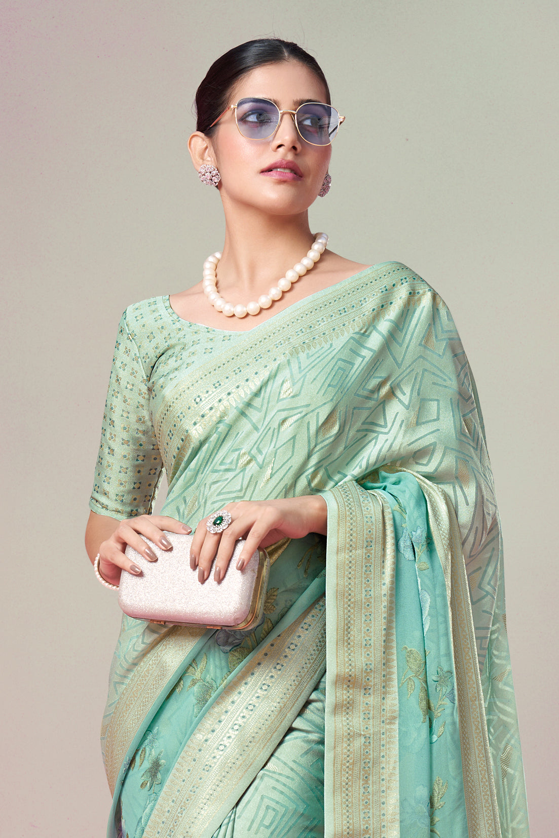Green Georgette Brasso Saree-ZB134173_2_SareeButa.com