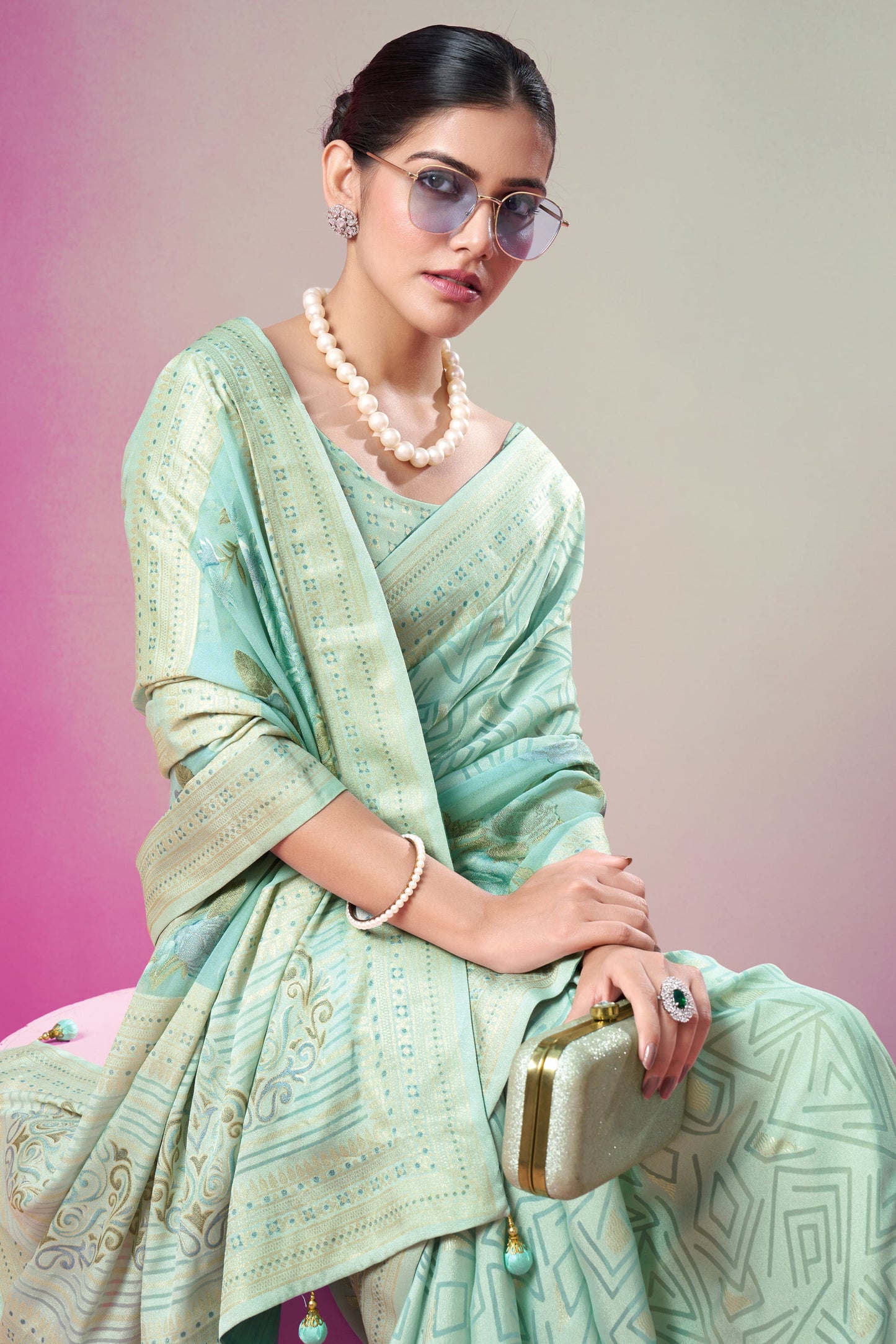 Green Georgette Brasso Saree-ZB134173_3_SareeButa.com