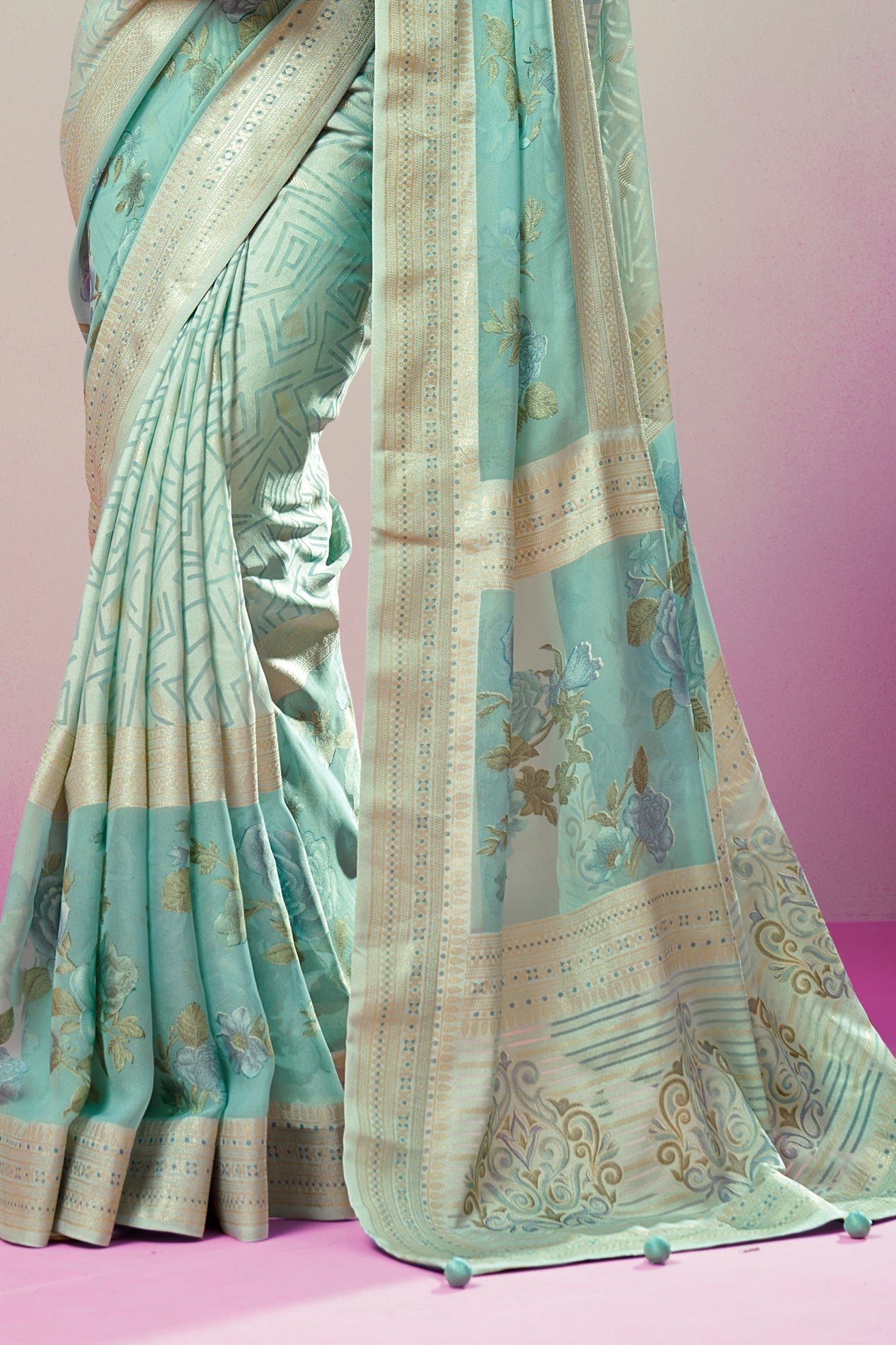 Green Georgette Brasso Saree-ZB134173_4_SareeButa.com