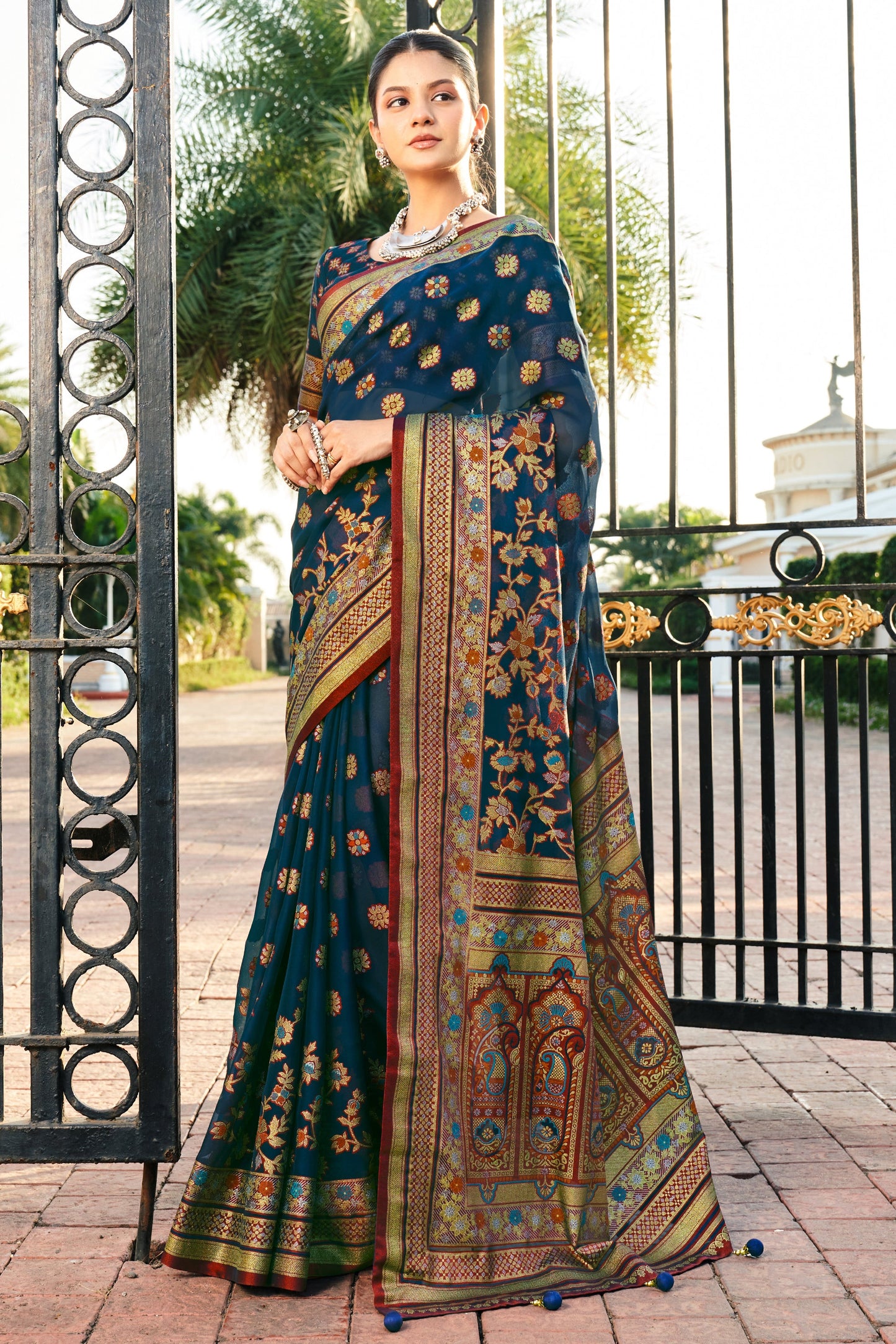 Blue Georgette Brasso Saree-ZB134536_1_SareeButa.com