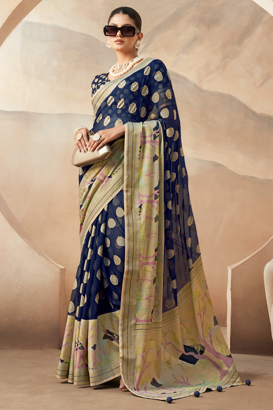 Blue Georgette Paithani Saree-ZB133750_1_SareeButa.com