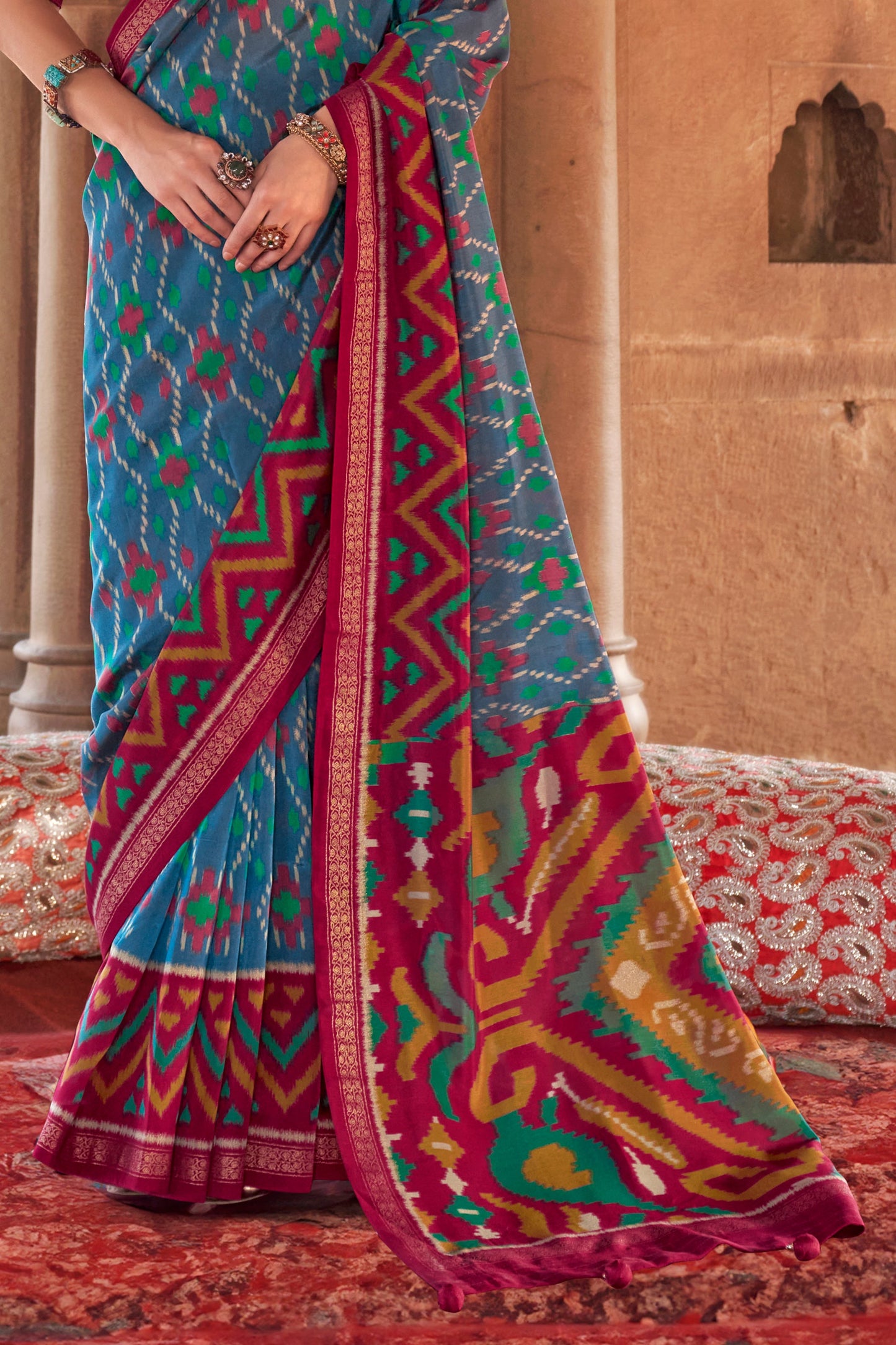 Blue Georgette Patola Saree-ZB134181_4_SareeButa.com