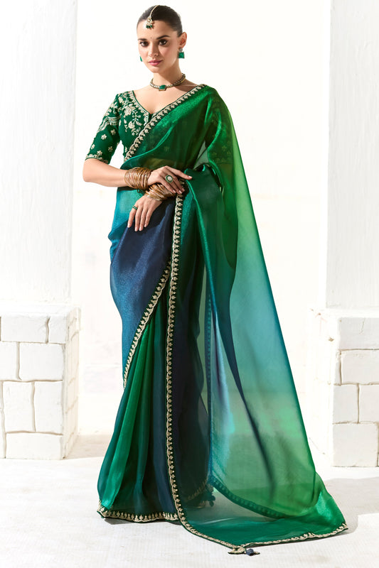 Blue Green Embroidered Organza Tissue Saree-ZB134745_1_SareeButa.com