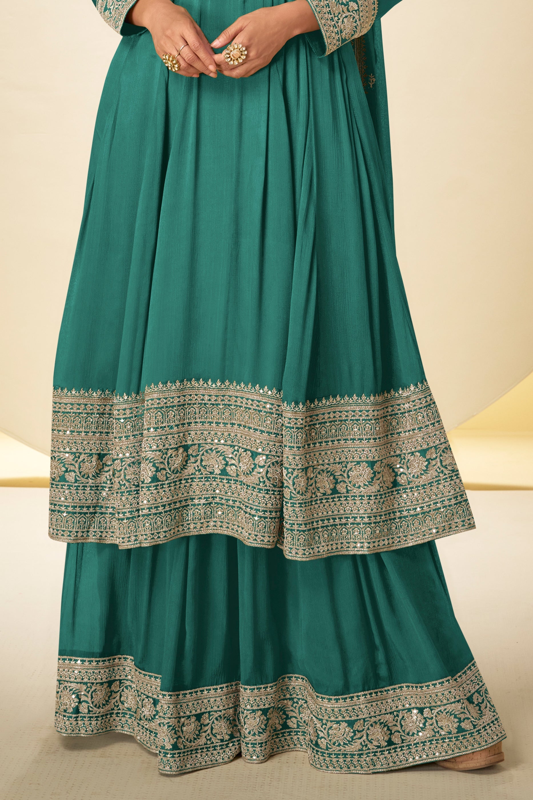 Blue Green Readymade Chinon Anarkali Suit-SAR10921_4_SareeButa.com