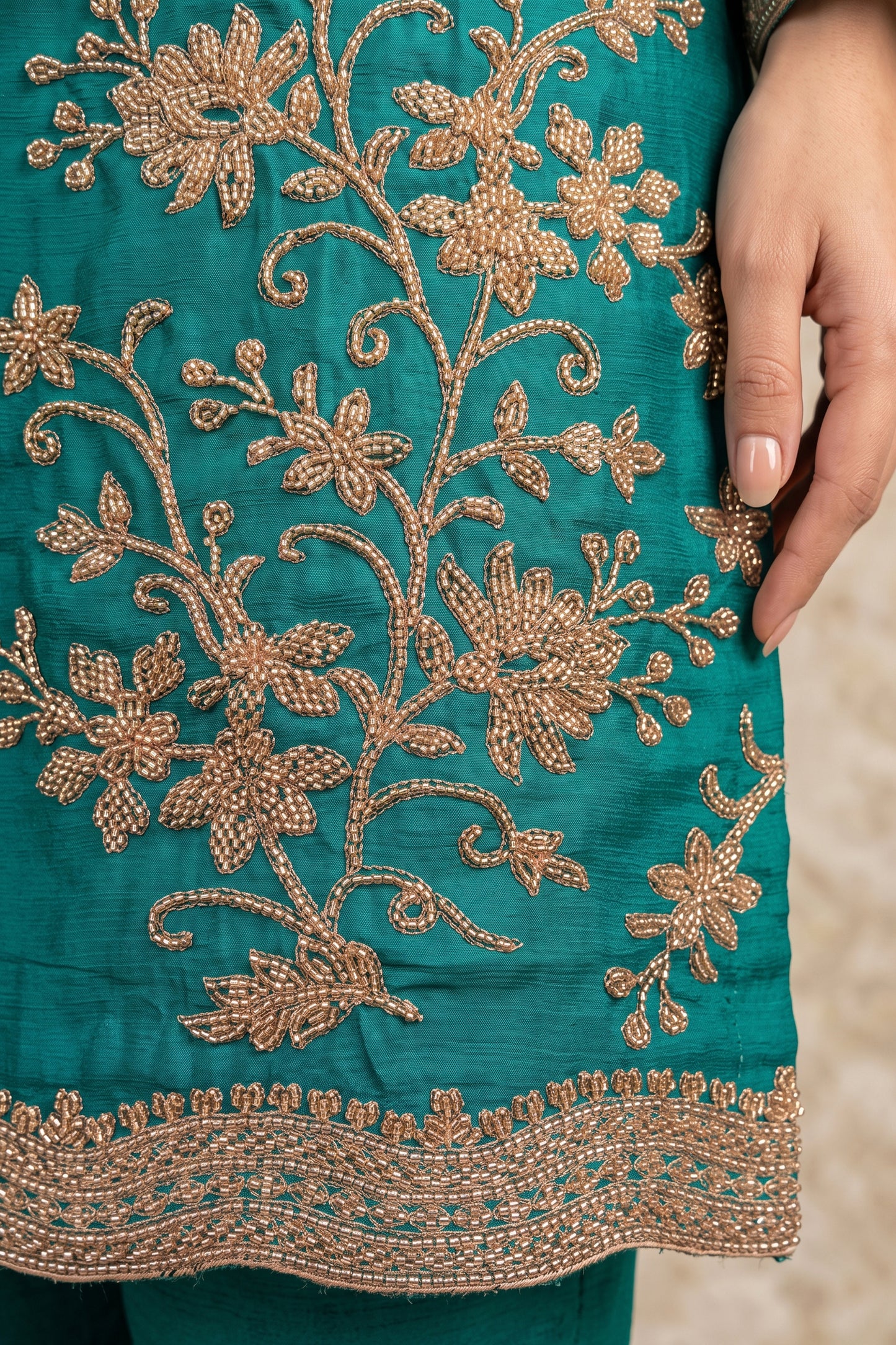 Blue Green Readymade Embroidered Chinon Palazzo Suit-SAR13143_4_SareeButa.com