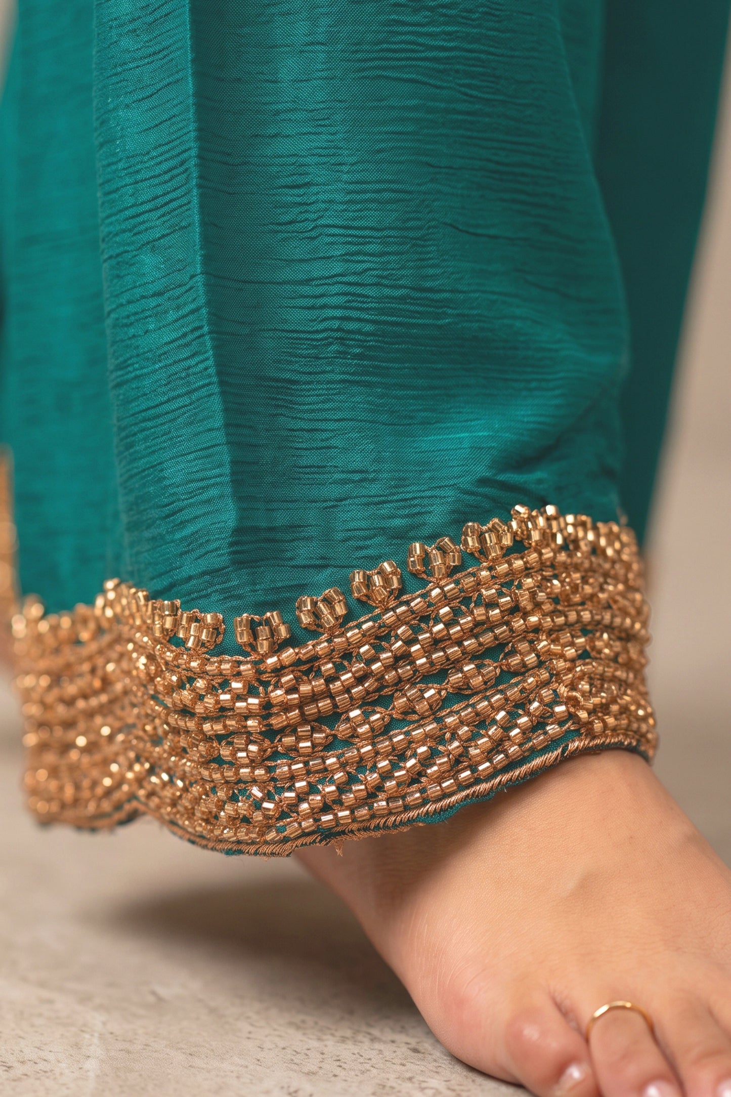 Blue Green Readymade Embroidered Chinon Palazzo Suit-SAR13143_5_SareeButa.com
