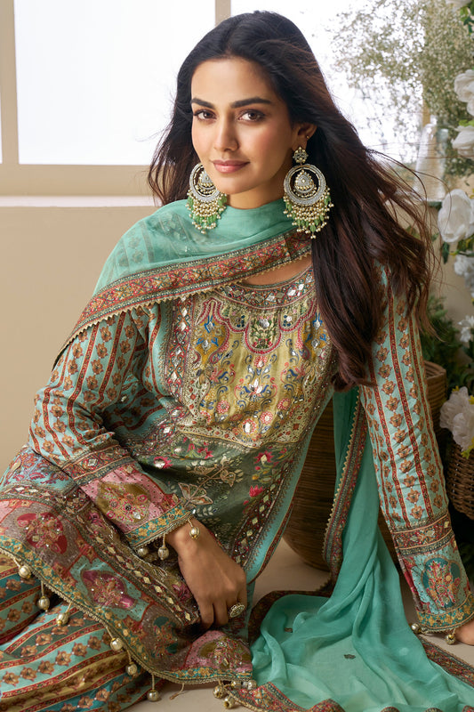 Blue Green Readymade Viscose Crepe Sharara Suit-SS703_2_SareeButa.com