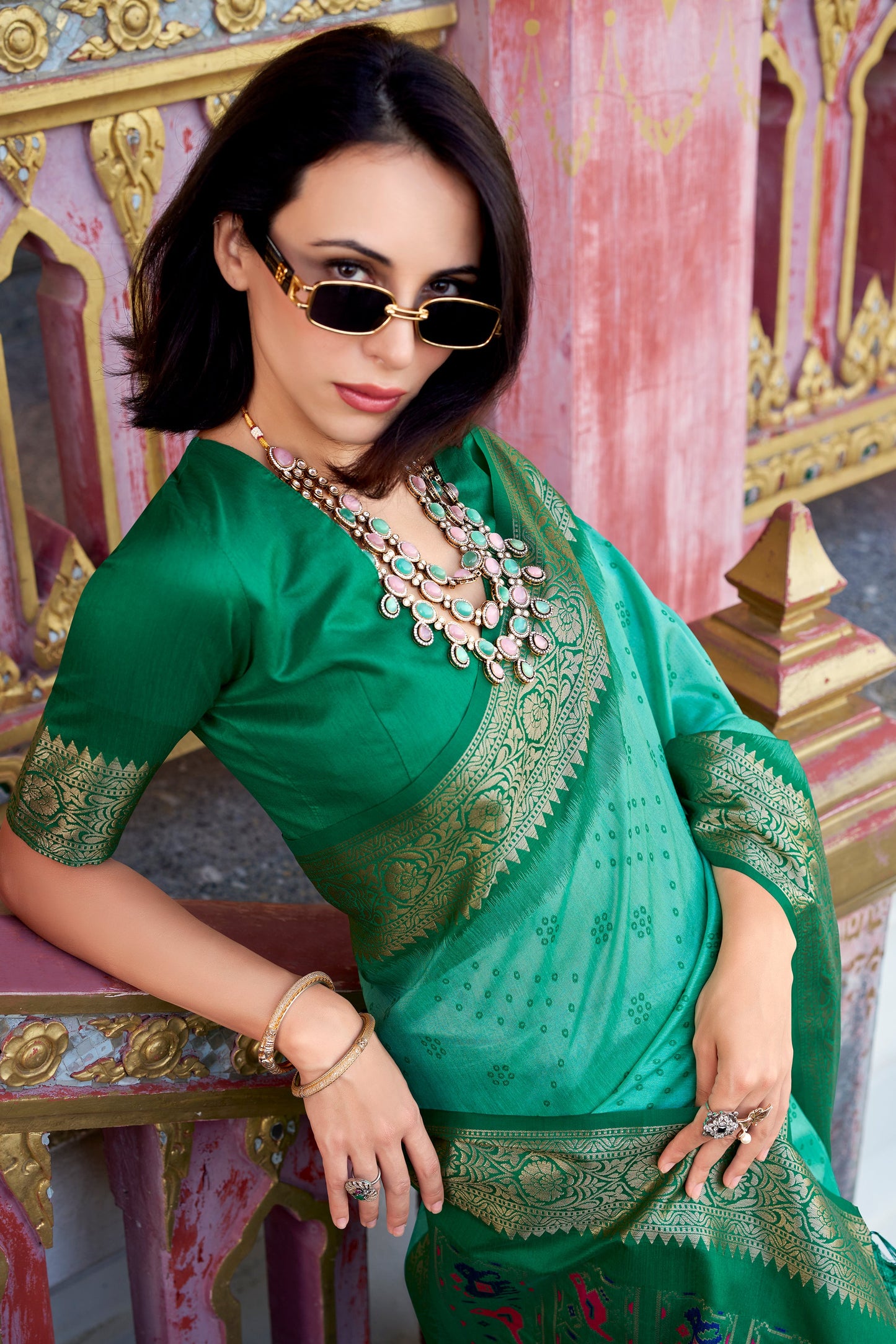 Blue Tussar Silk Saree with Patola Pallu-ZB133781_4_SareeButa.com