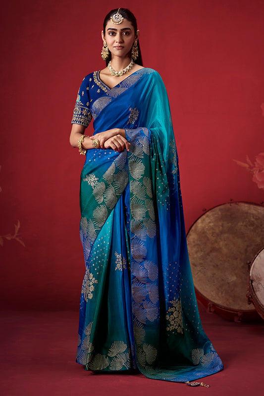 Blue Green Woven Dola Crepe Silk Saree-SAR13412_1_SareeButa.com