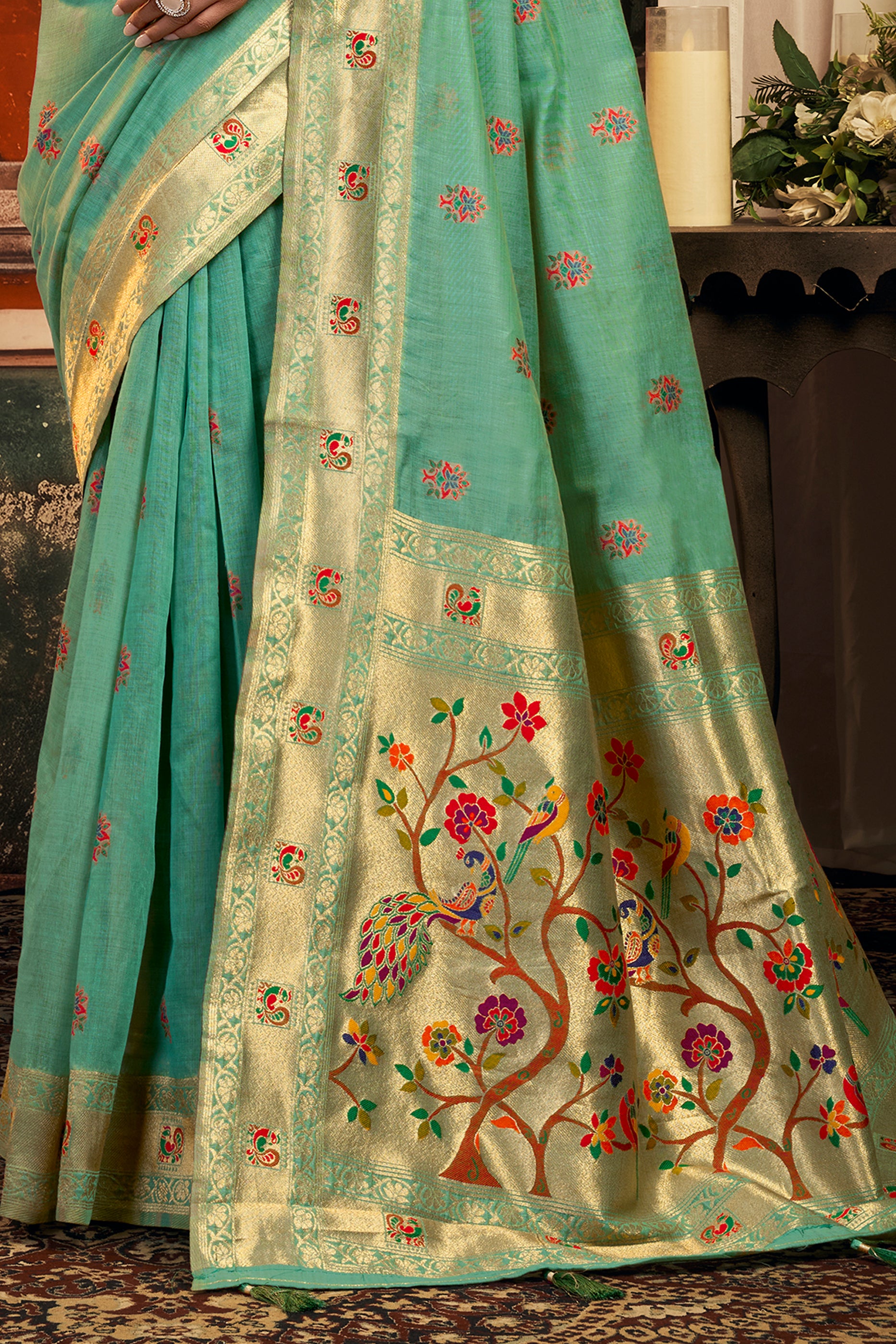 Blue Green Woven Kota Silk Paithani Saree-SAR12741_5_SareeButa.com