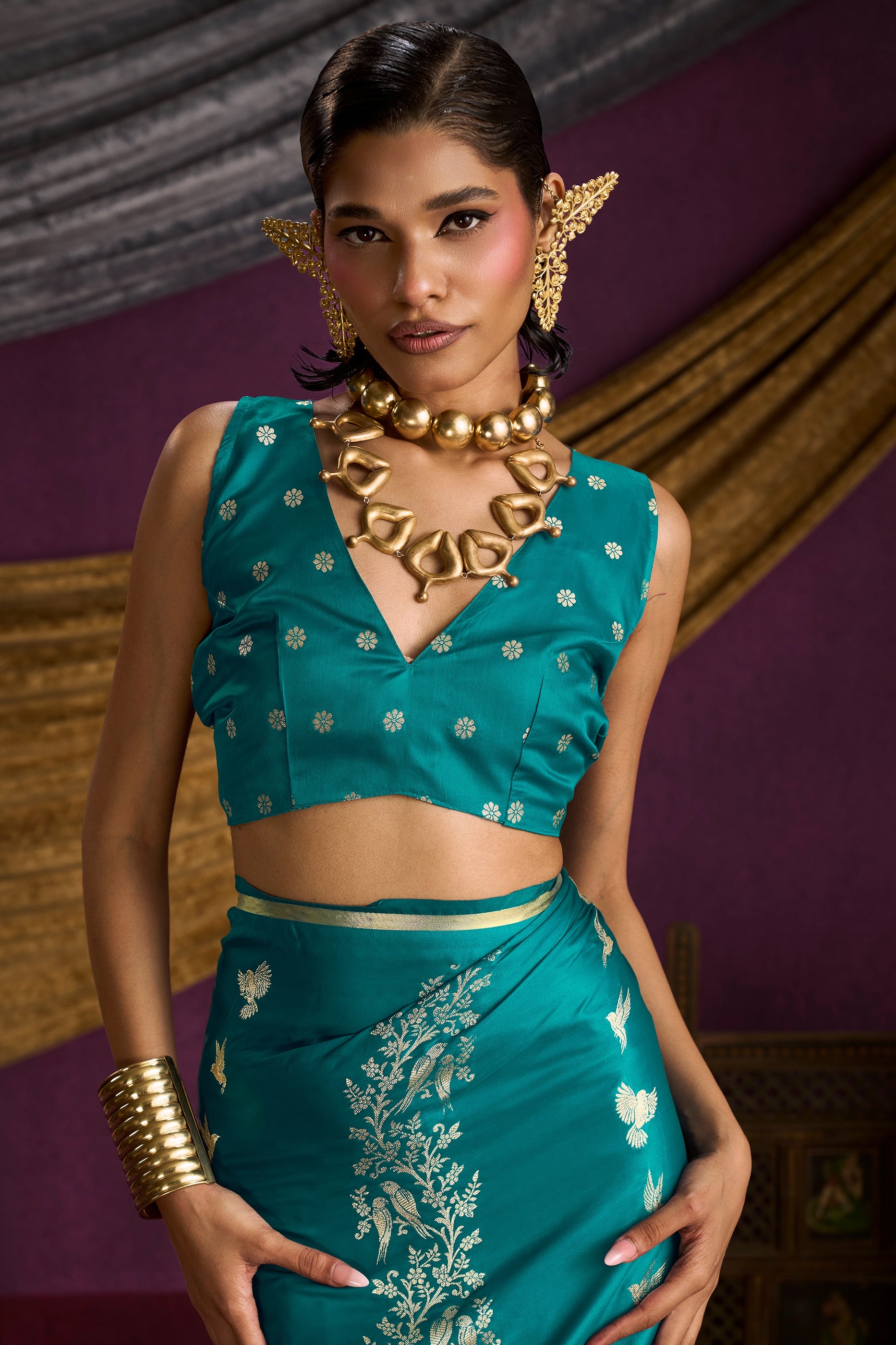 Blue Green Woven Satin Silk Saree-SAR12333_5_SareeButa.com