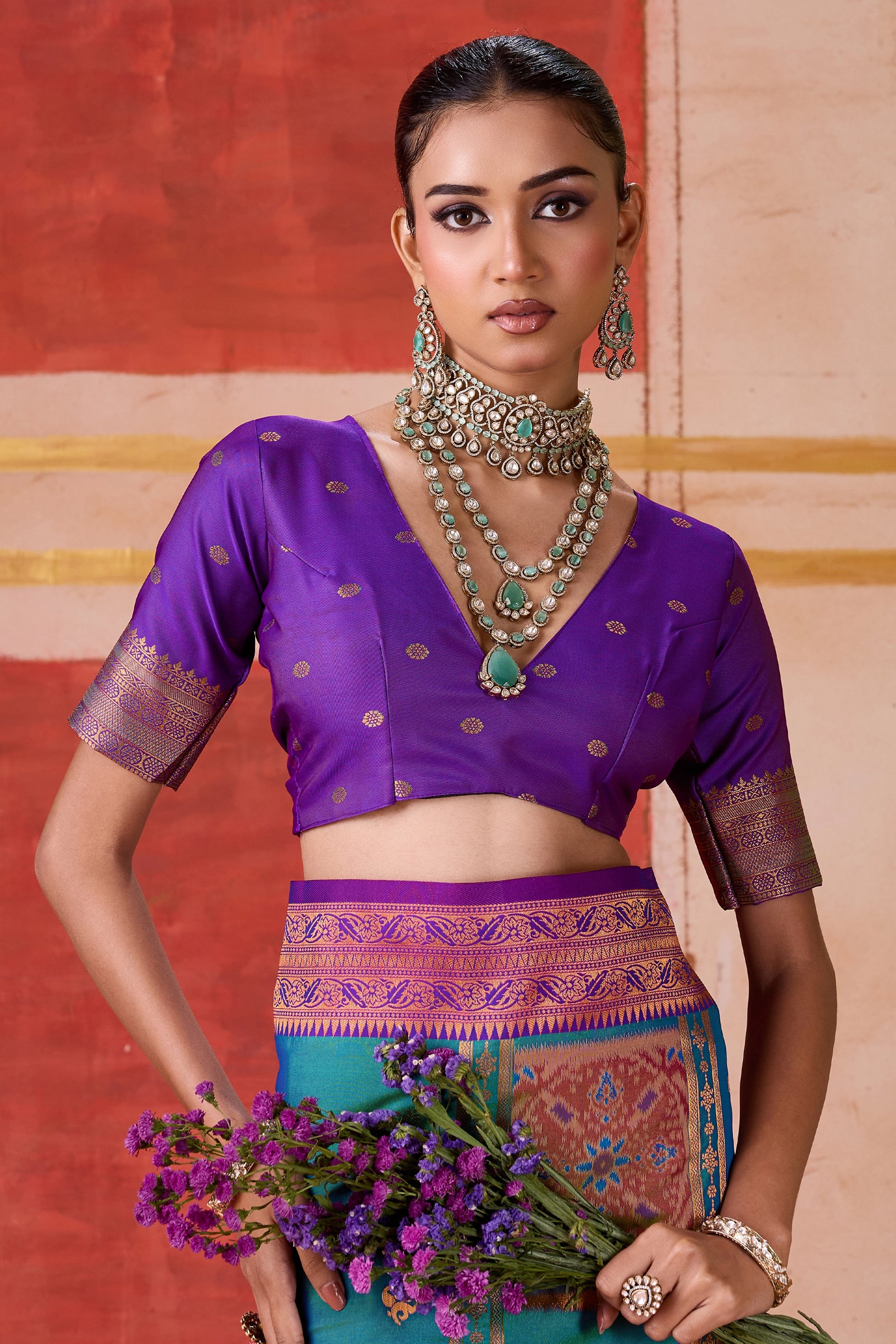 Blue Green Woven Silk Saree-SAR11957_5_SareeButa.com