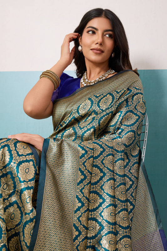 Blue Green Woven Silk Saree-SAR12521_2_SareeButa.com