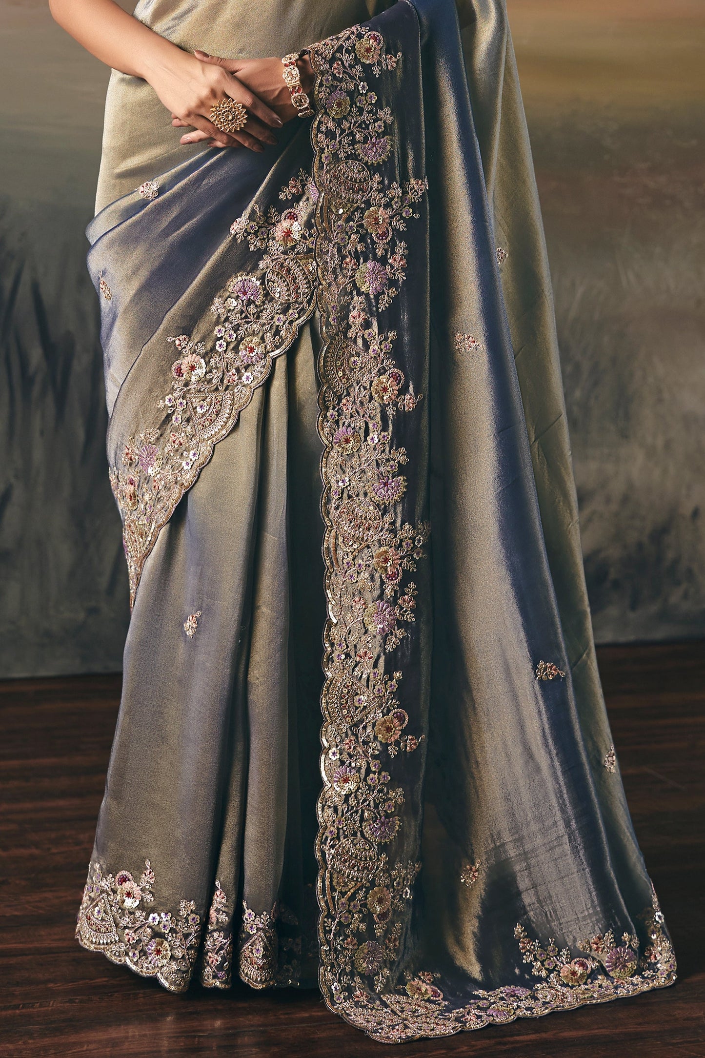 Blue Grey Embroidered Tissue Saree-SAR10831_5_SareeButa.com