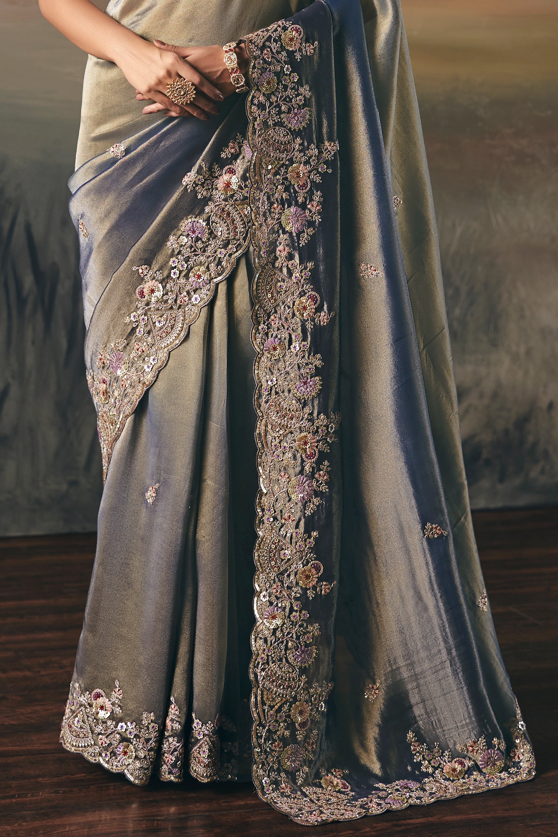 Blue Grey Embroidered Tissue Saree-SAR10831_5_SareeButa.com