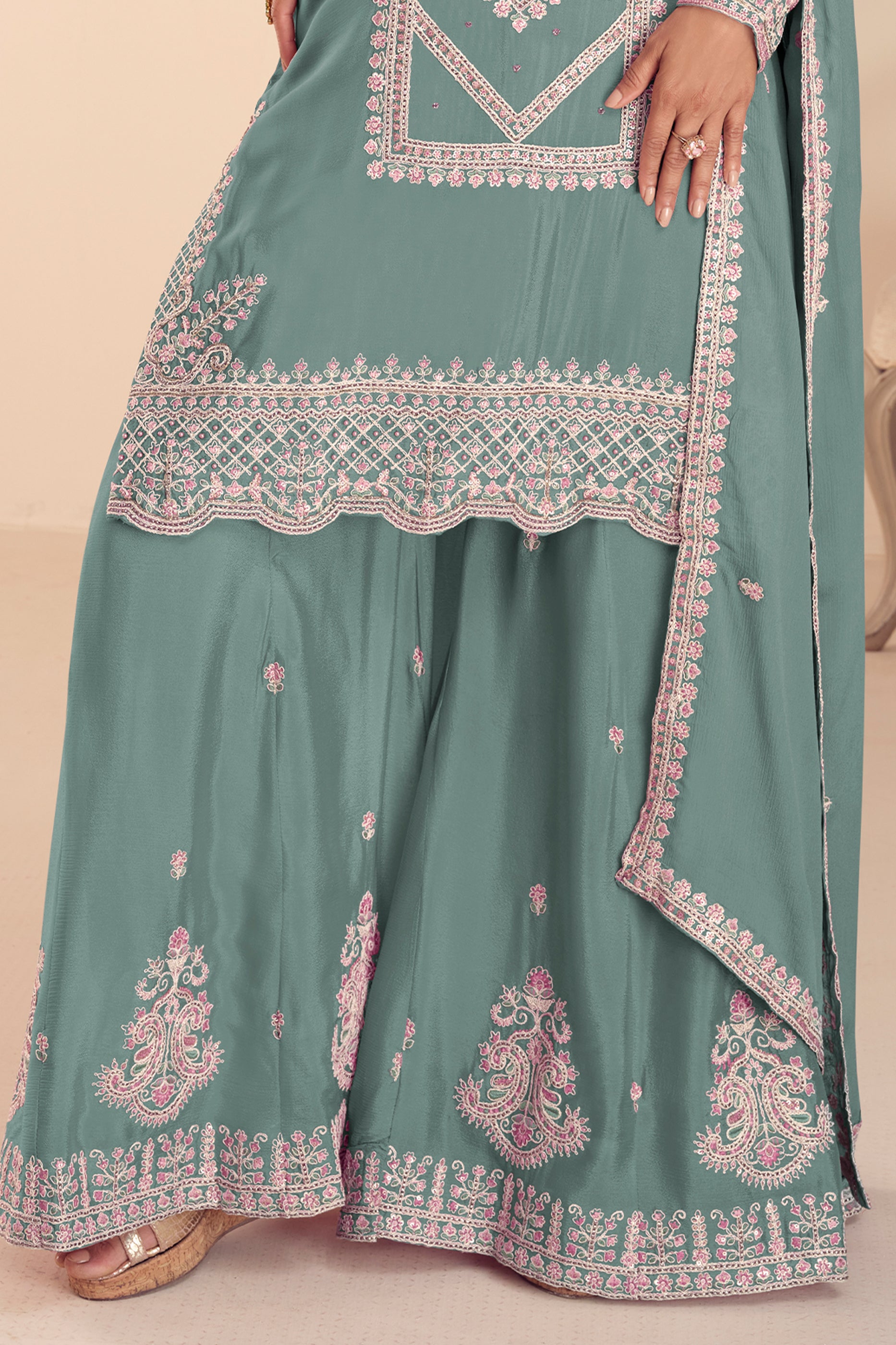 Blue Grey Readymade Embroidered Chinon Suit-SAR12203_4_SareeButa.com