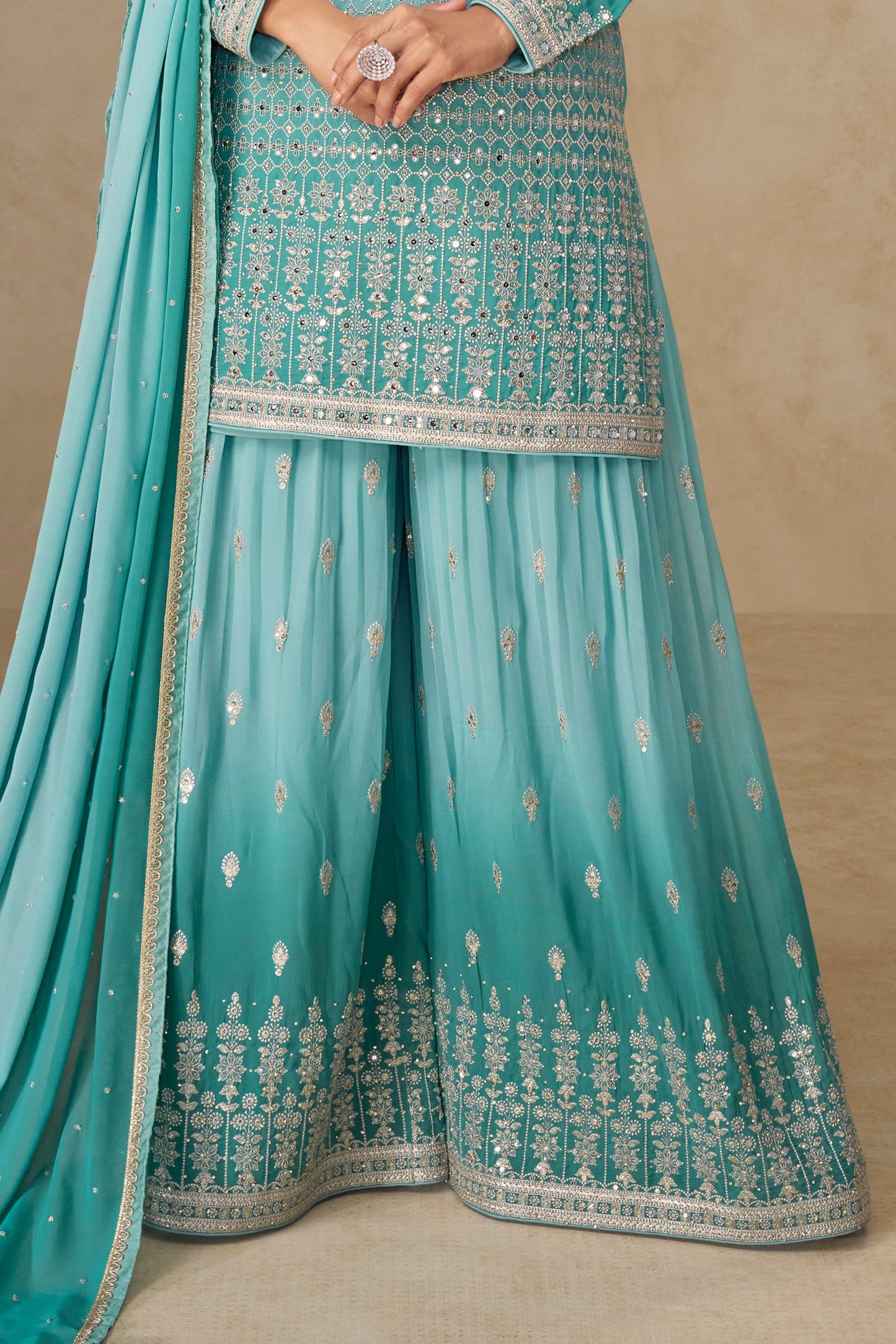 Blue Grey Readymade Embroidered Georgette Suit-SAR11534_5_SareeButa.com
