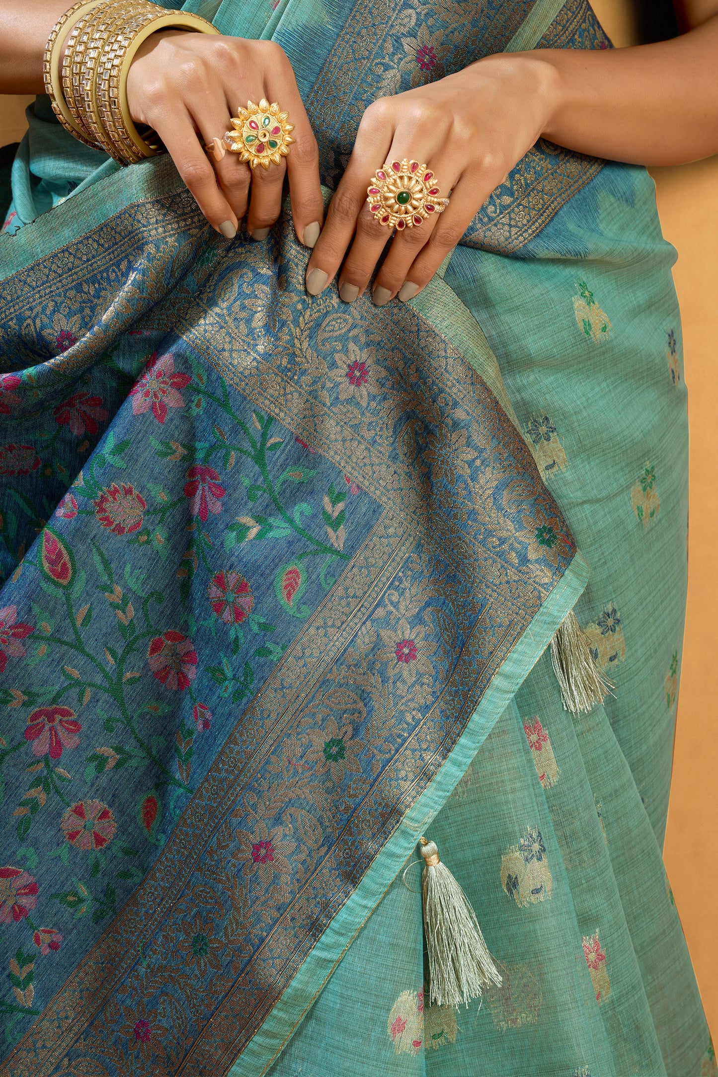 Blue Grey Woven Cotton Silk Saree-SAR12607_4_SareeButa.com