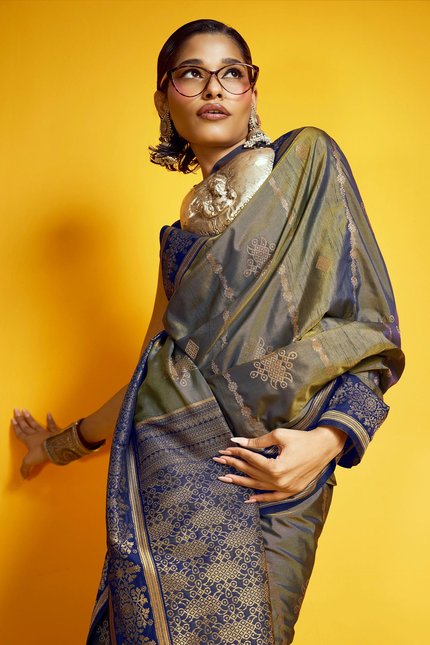 Blue Grey Woven Silk Saree-SAR12368_2_SareeButa.com