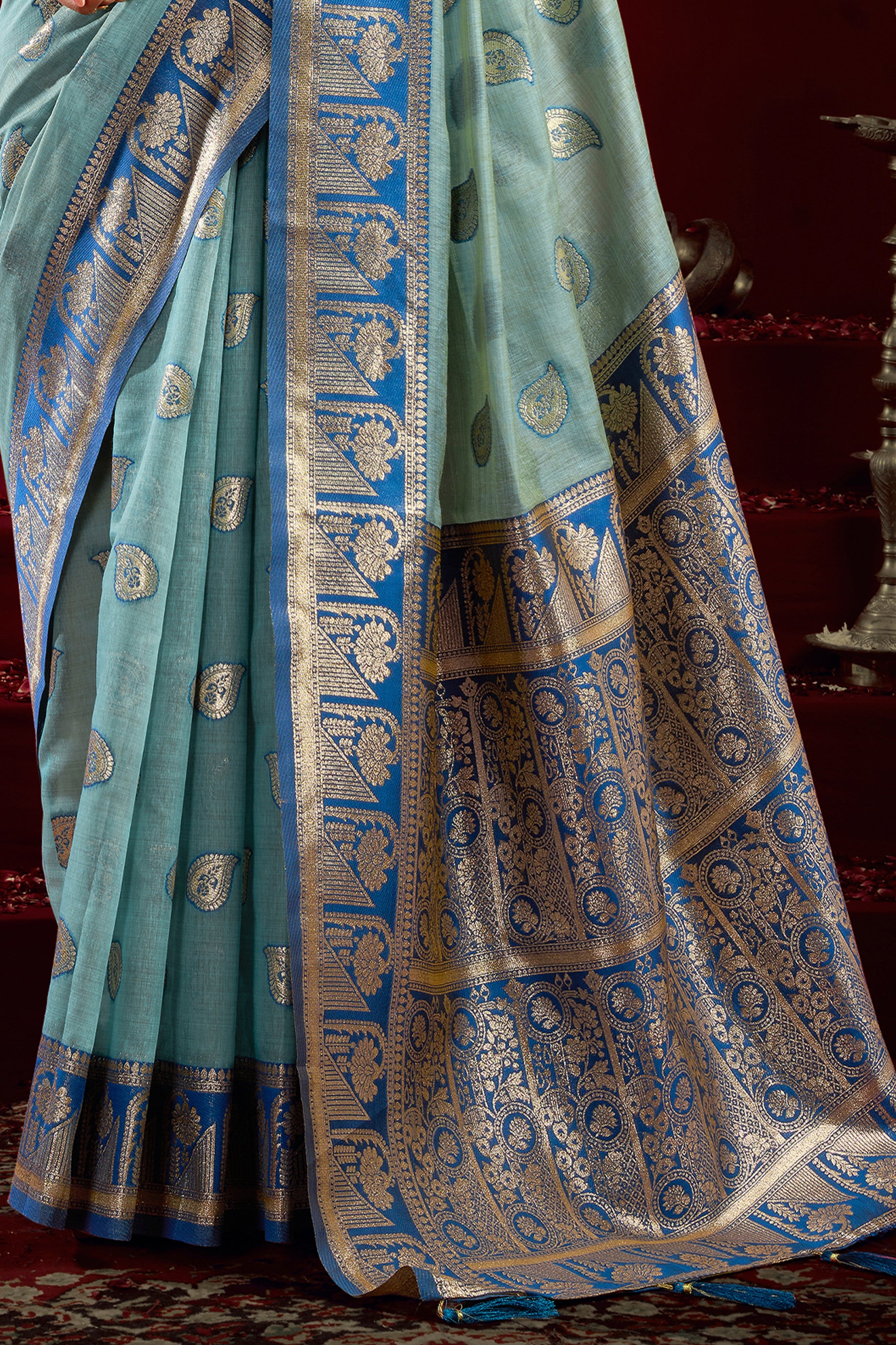 Blue Grey Woven Silk Saree-SAR12631_5_SareeButa.com