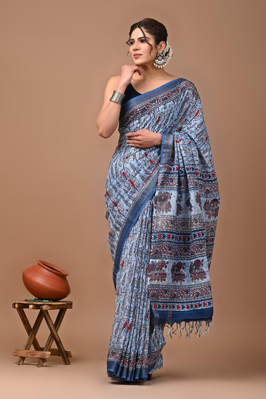 blue-handblock-print-cotton-linen-saree-zb132558_1_SareeButa.com