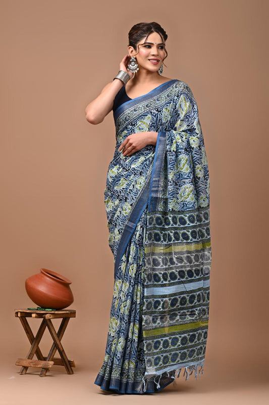 blue-handblock-print-cotton-linen-saree-zb132561_1_SareeButa.com