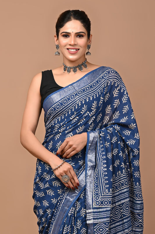 blue-handblock-print-cotton-linen-saree-zb132602_2_SareeButa.com