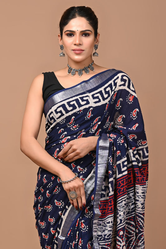 blue-handblock-print-cotton-linen-saree-zb132609_2_SareeButa.com